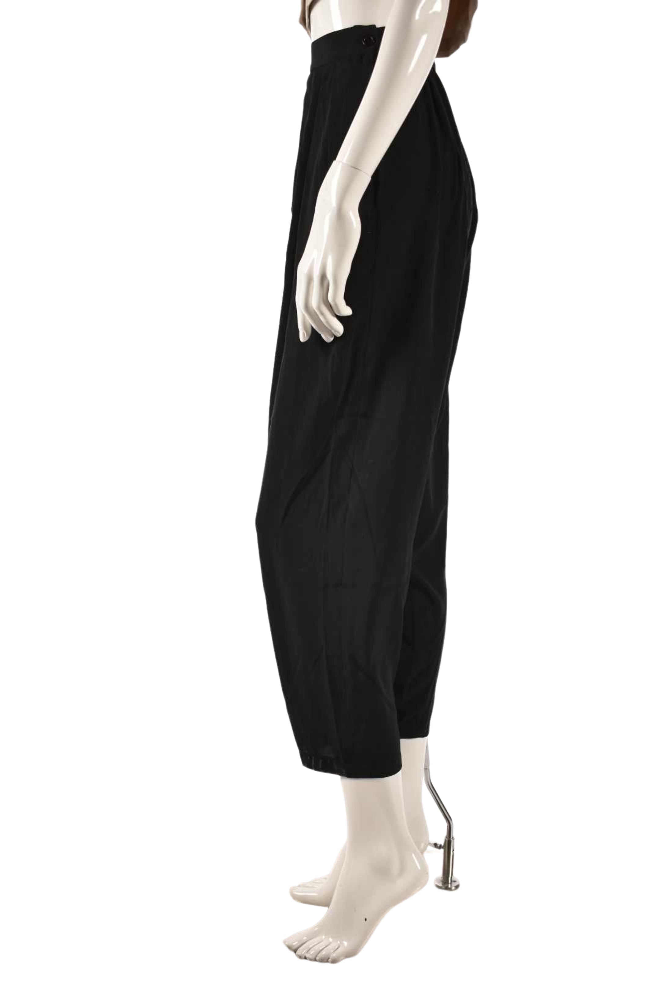1970s THE ROOM Black Silk Pleated Cropped Harem Pants 2US XS