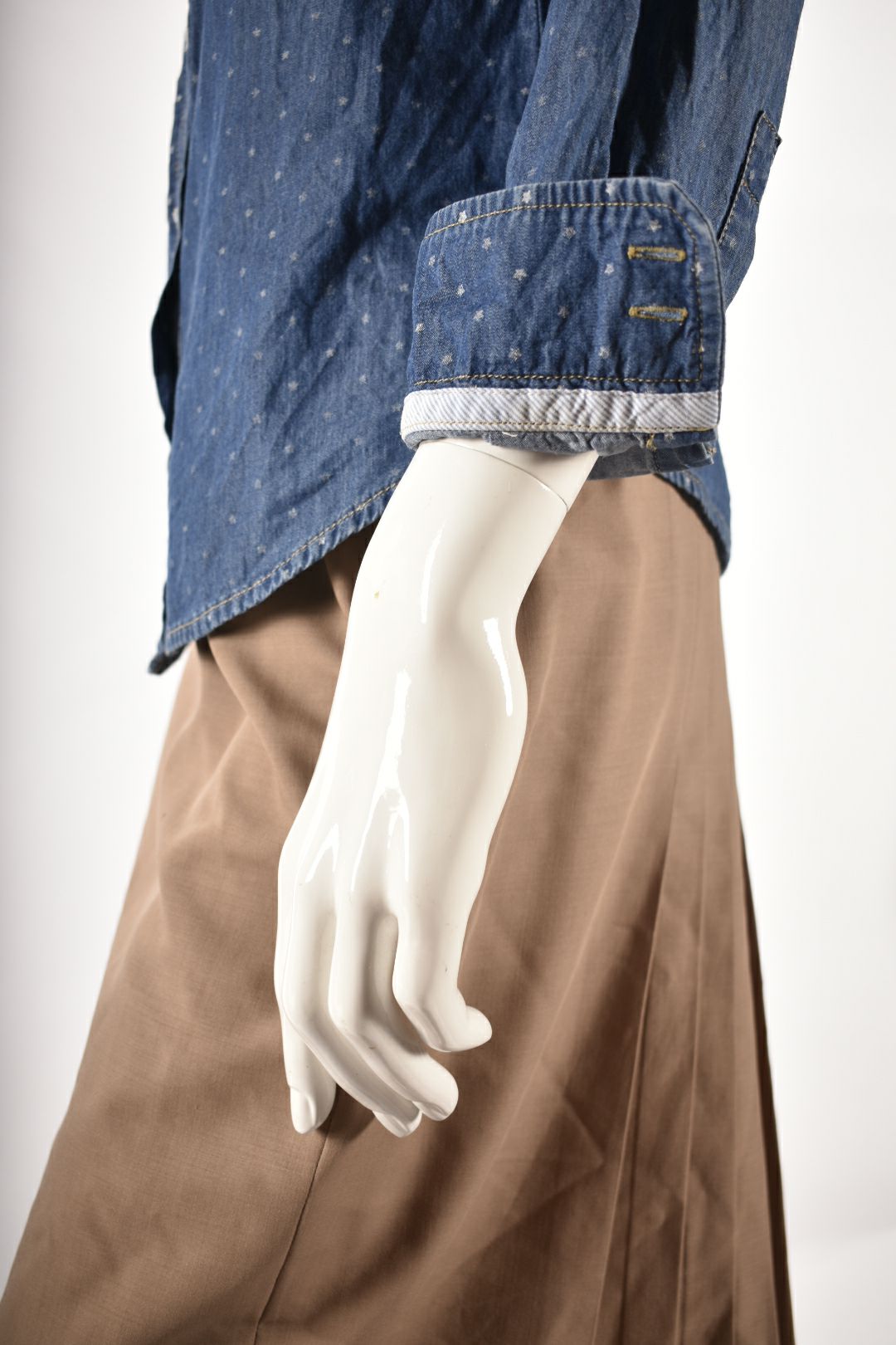 WEEKEND MAX MARA Blue Chambray Star Print Blouse Small