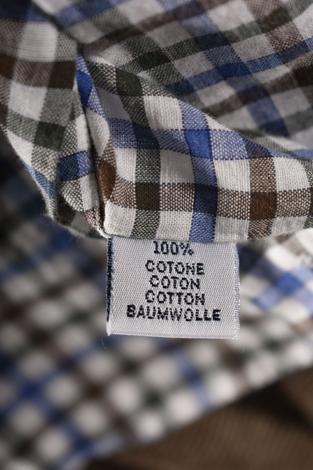 EIDOS Napoli Blue Brown Cotton Check Casual Shirt 17.5/44 XL