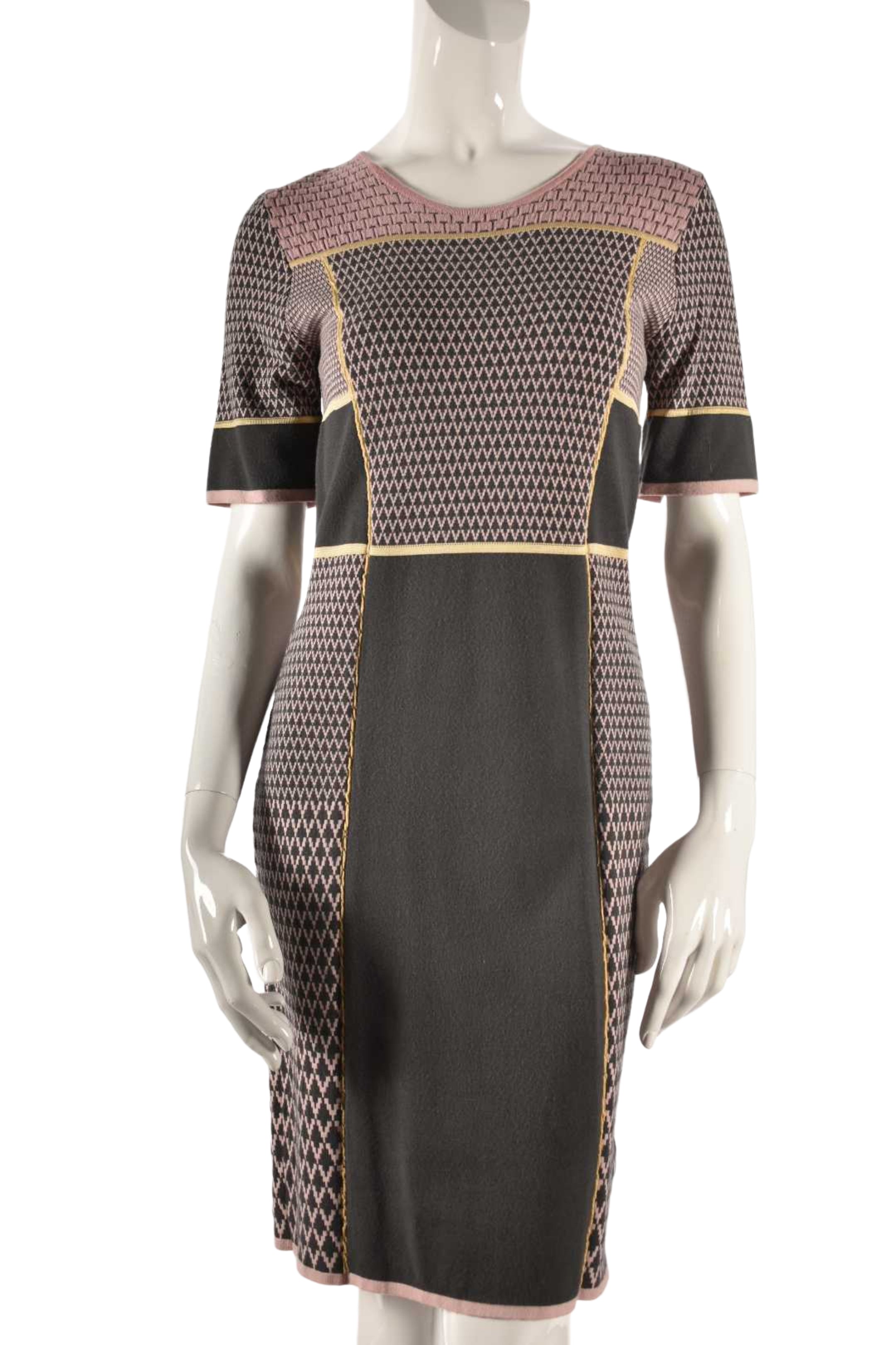 2010s ESCADA SPORT Pink Grey Knit Panel Dress Medium