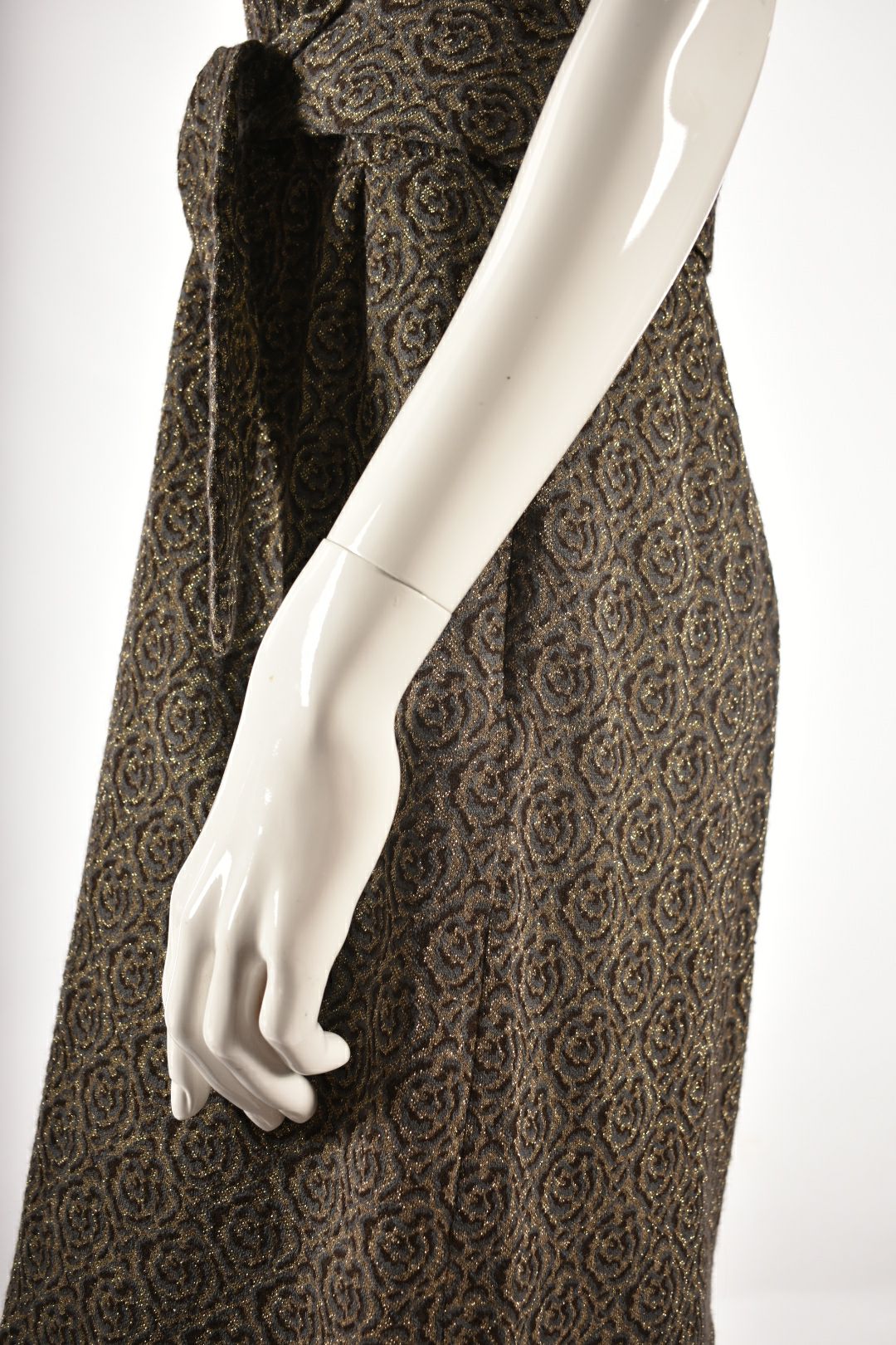2000s MARC BY MARC JACOBS Gold Wool Floral Jacquard Wrap Dress Medium