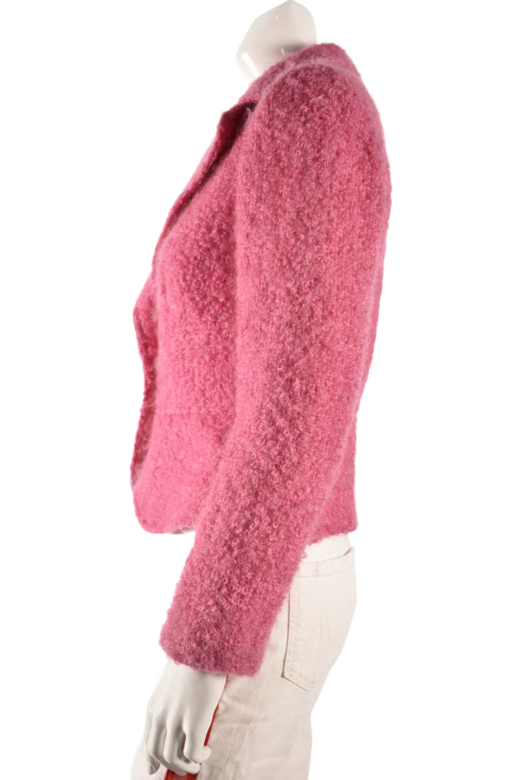 2000s MILLY Pink Curly Mohair Wool Preppy Blazer 6US