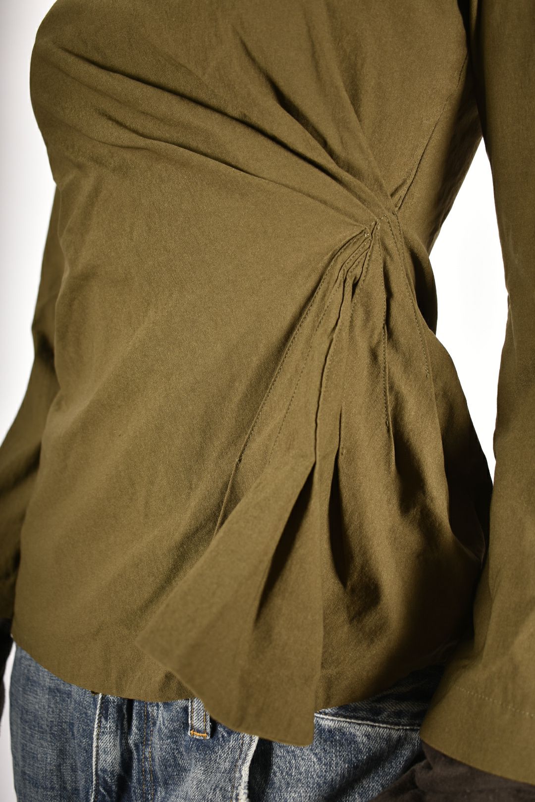2000s KITCHEN ORANGE Green Ruched Rave Utility Top Medium