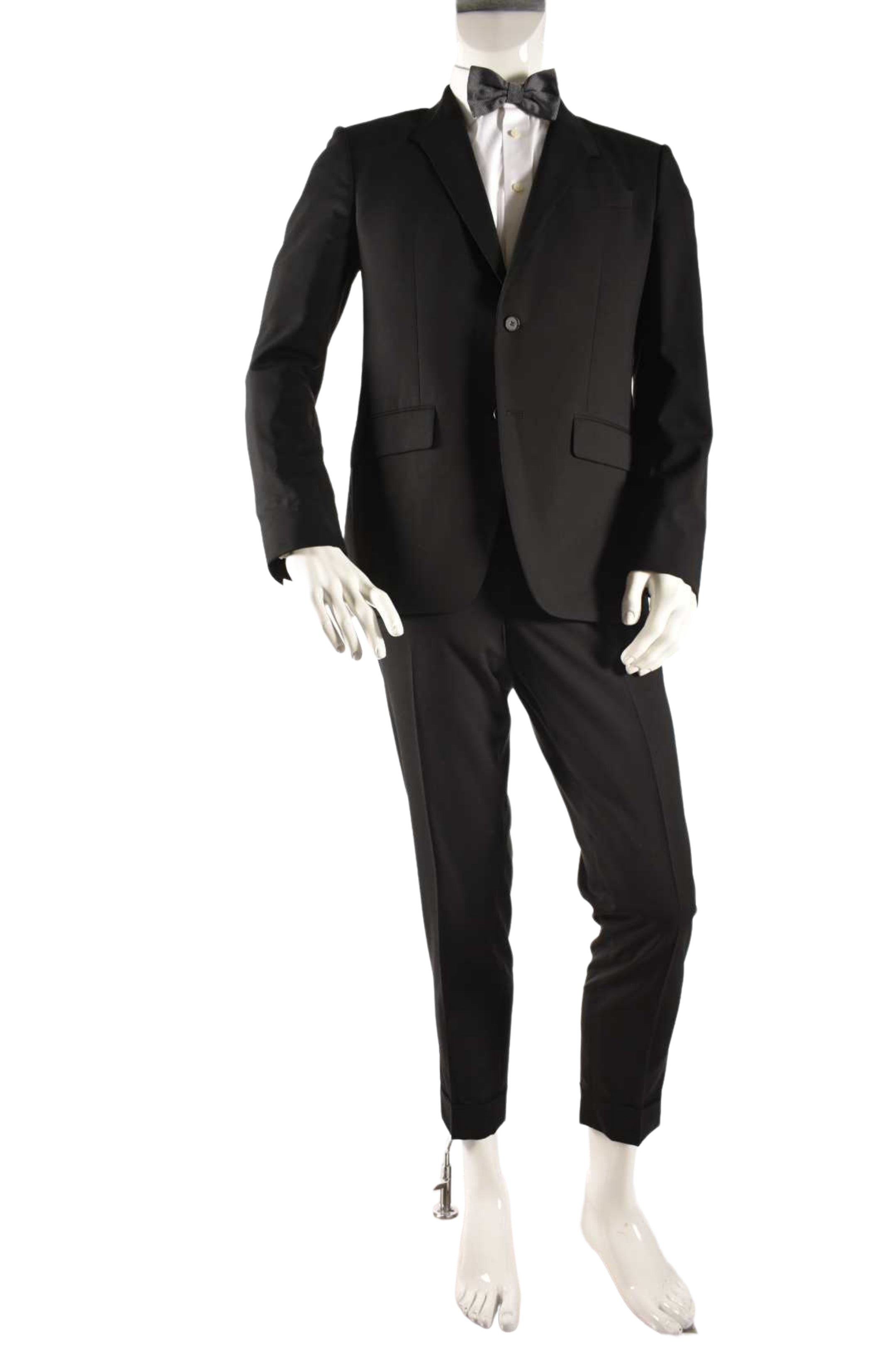 SS14 GIVENCHY Black Wool Slant Lapel Formal Wedding Suit 50EU 40R Italy