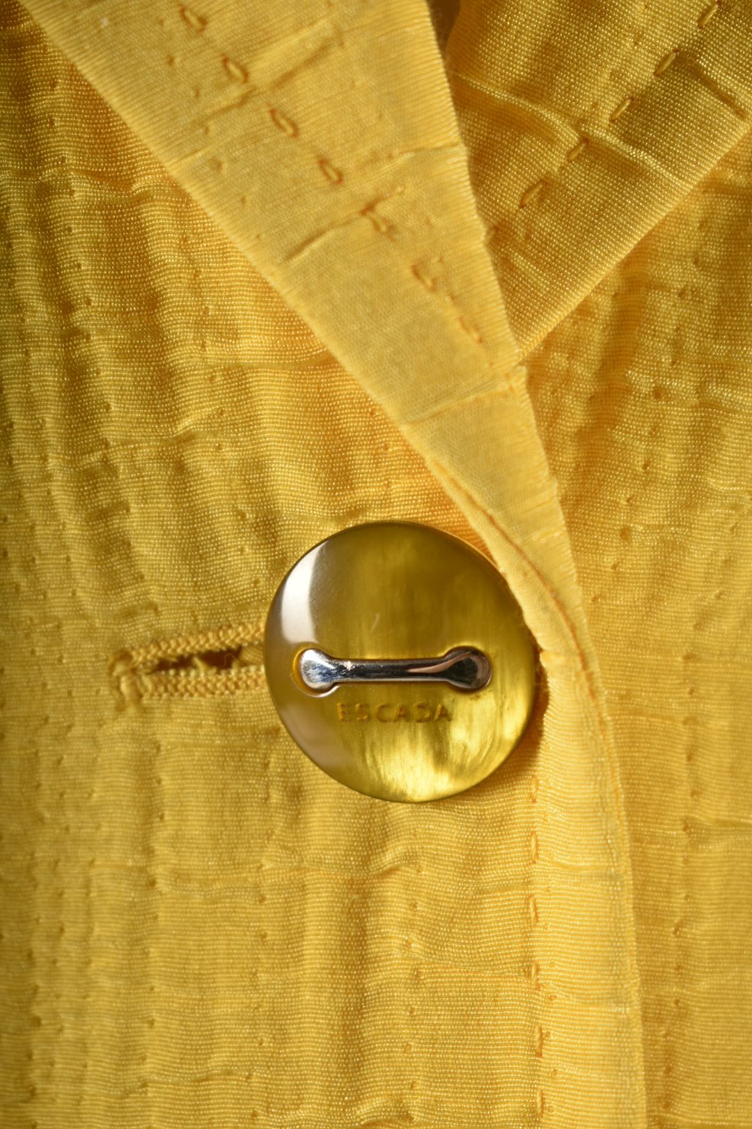 ESCADA Yellow Cotton Blend Seersucker Unlined Summer Blazer 38EU Large
