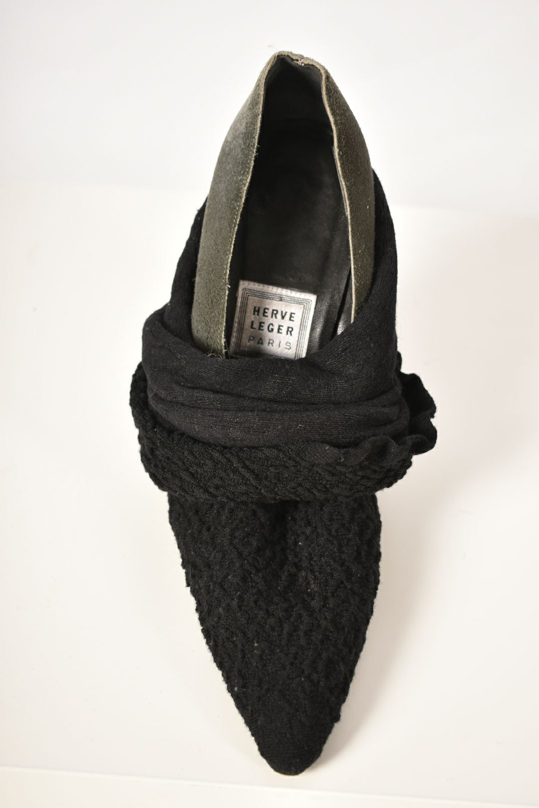 1990s HERVE LEGER Black Wool Knit Sock Stiletto Boots 39EU (9US) Italy