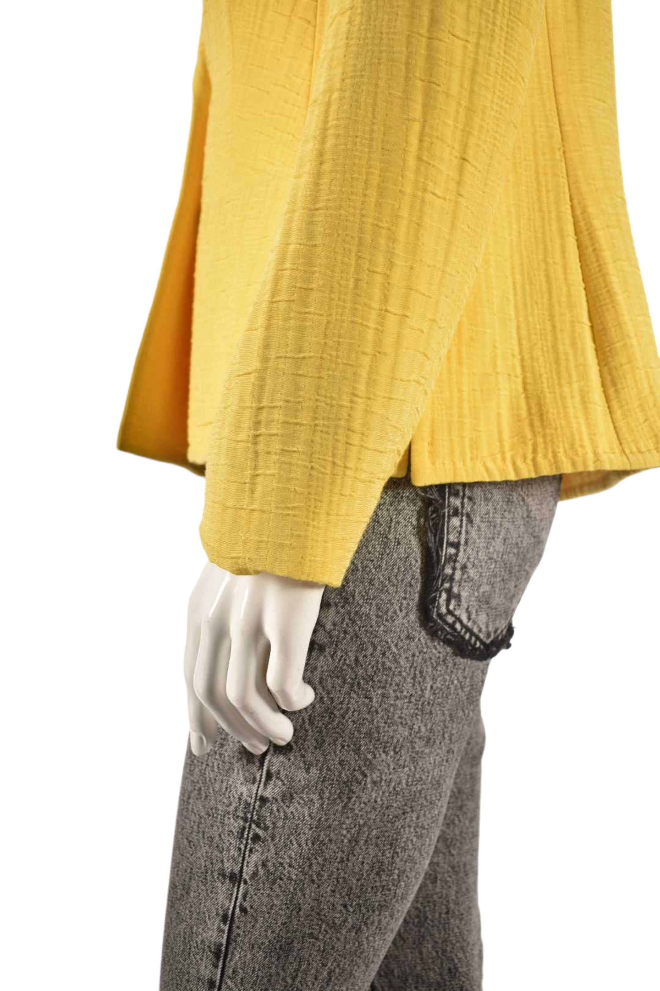 ESCADA Yellow Cotton Blend Seersucker Unlined Summer Blazer 38EU Large