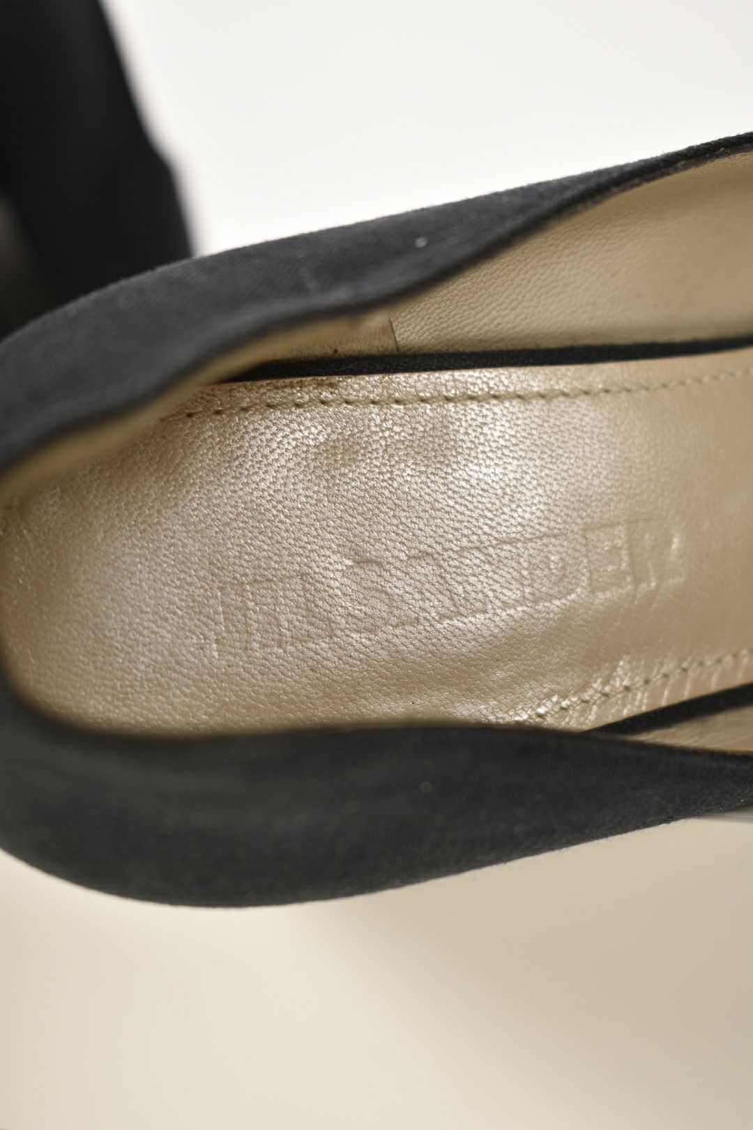 1990s JIL SANDER Navy Linen Wedge Heel Peep Toe Platform Pump 7US Italy