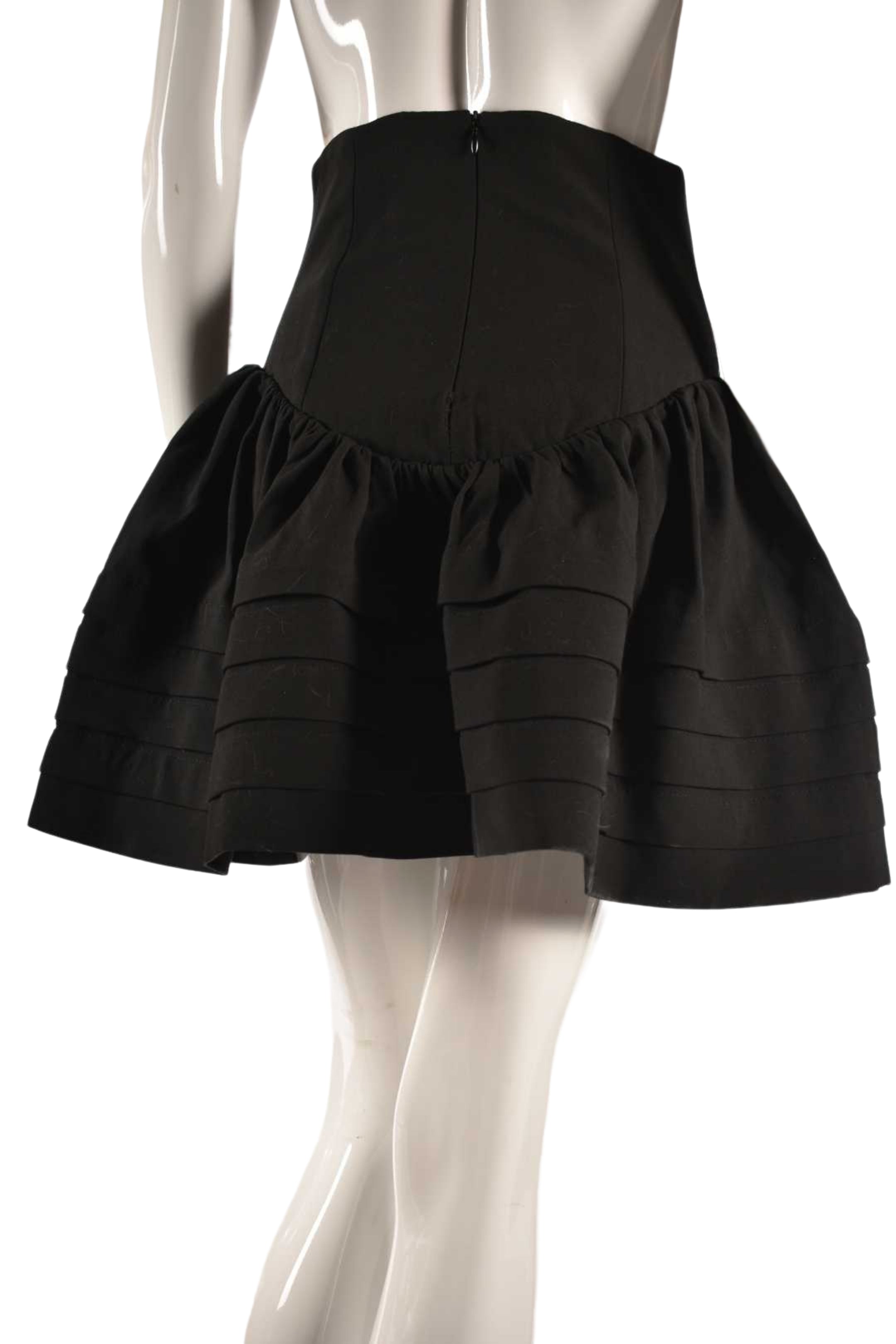 SHUSHU/TONG Black High Waist Structured Mini Skirt 6US