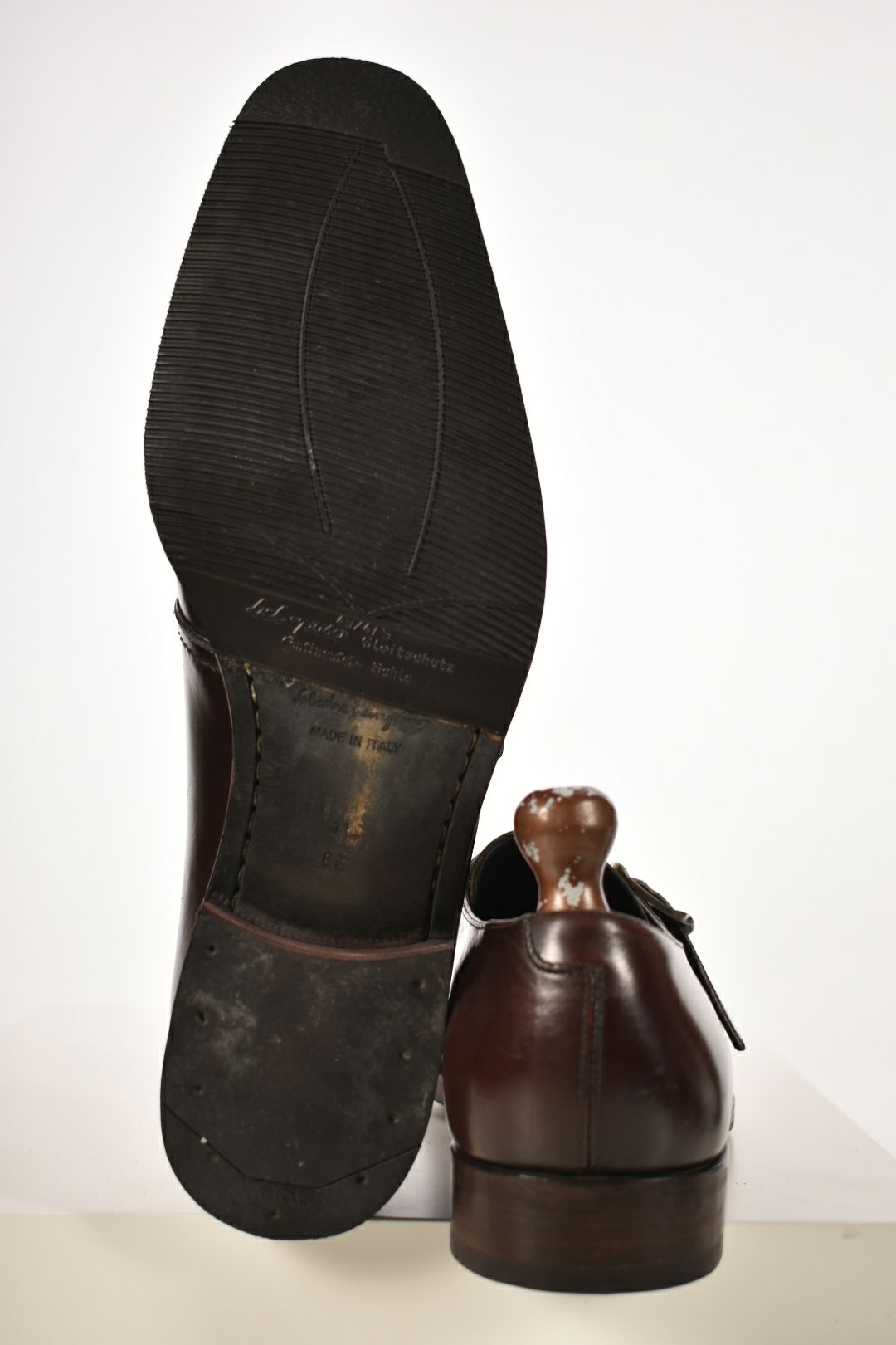 SALVATORE FERRAGAMO Brown Leather Single Monkstrap Oxford Dress Shoes 11EE Italy