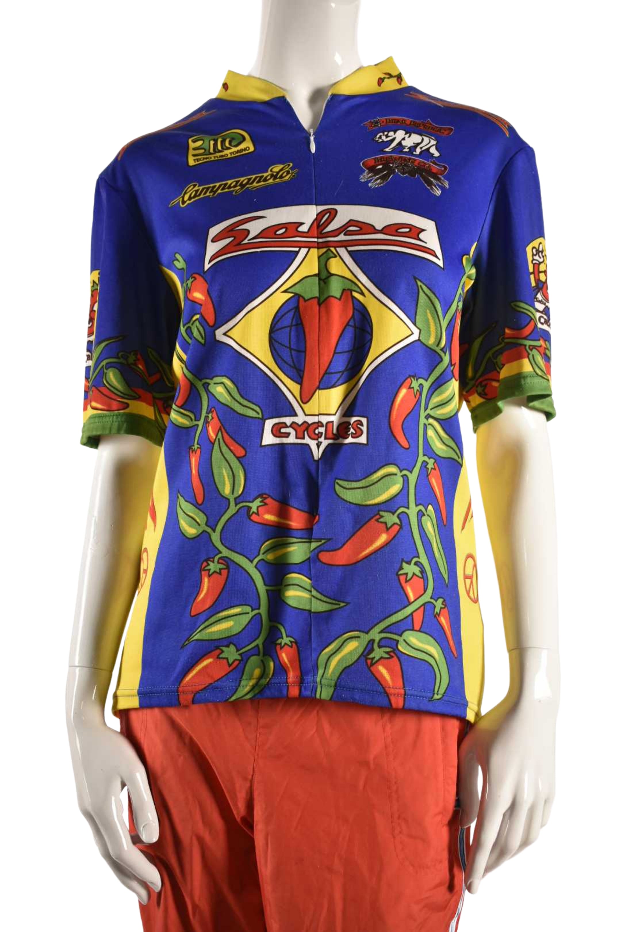 1990s AUSSIE Blue Chili Pepper Salsa Cycling Shirt Large
