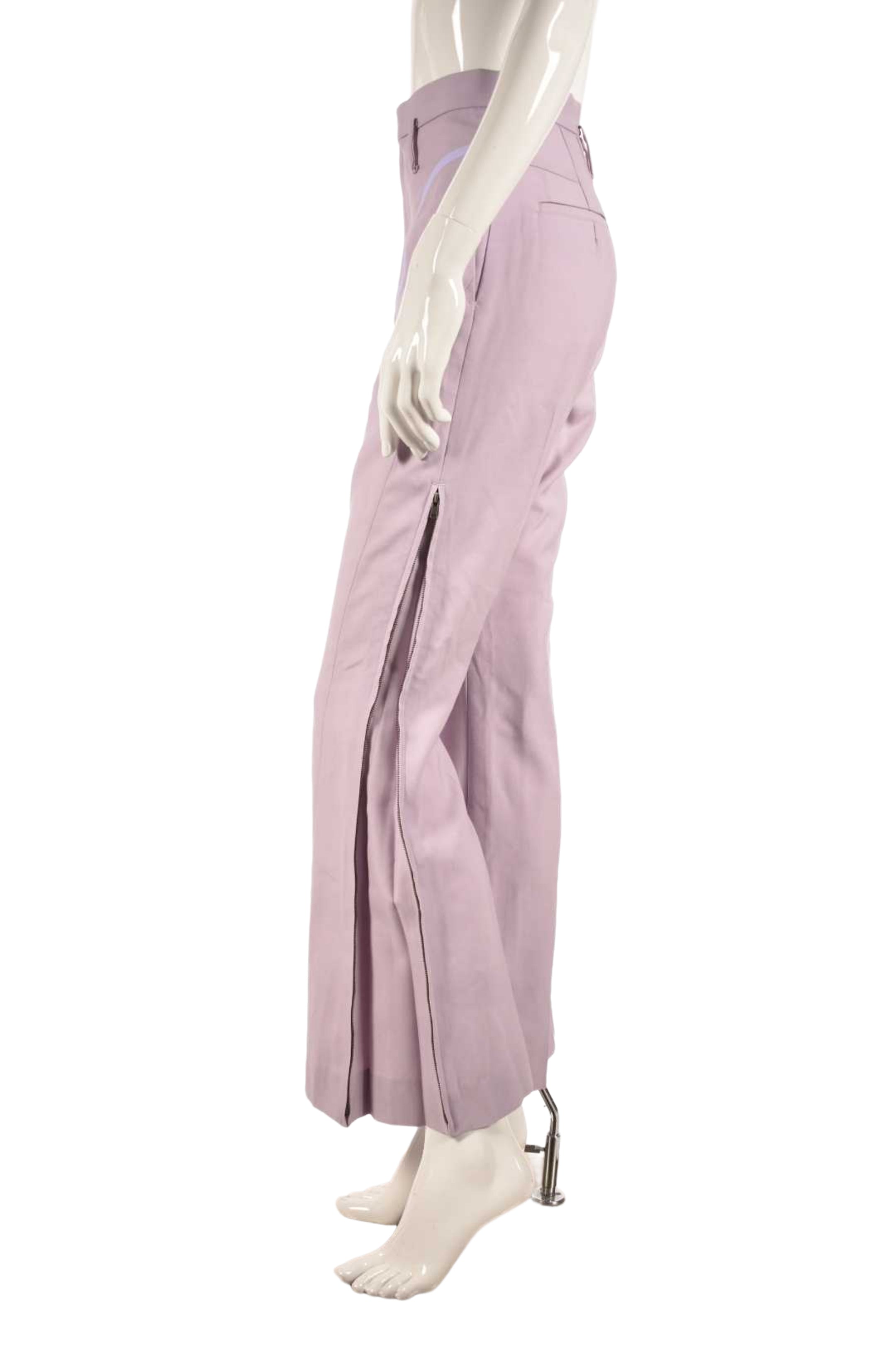 CHRISTIAN DADA Purple Psychadelic Stripe Wool Flared Zip Pants 36EU XS