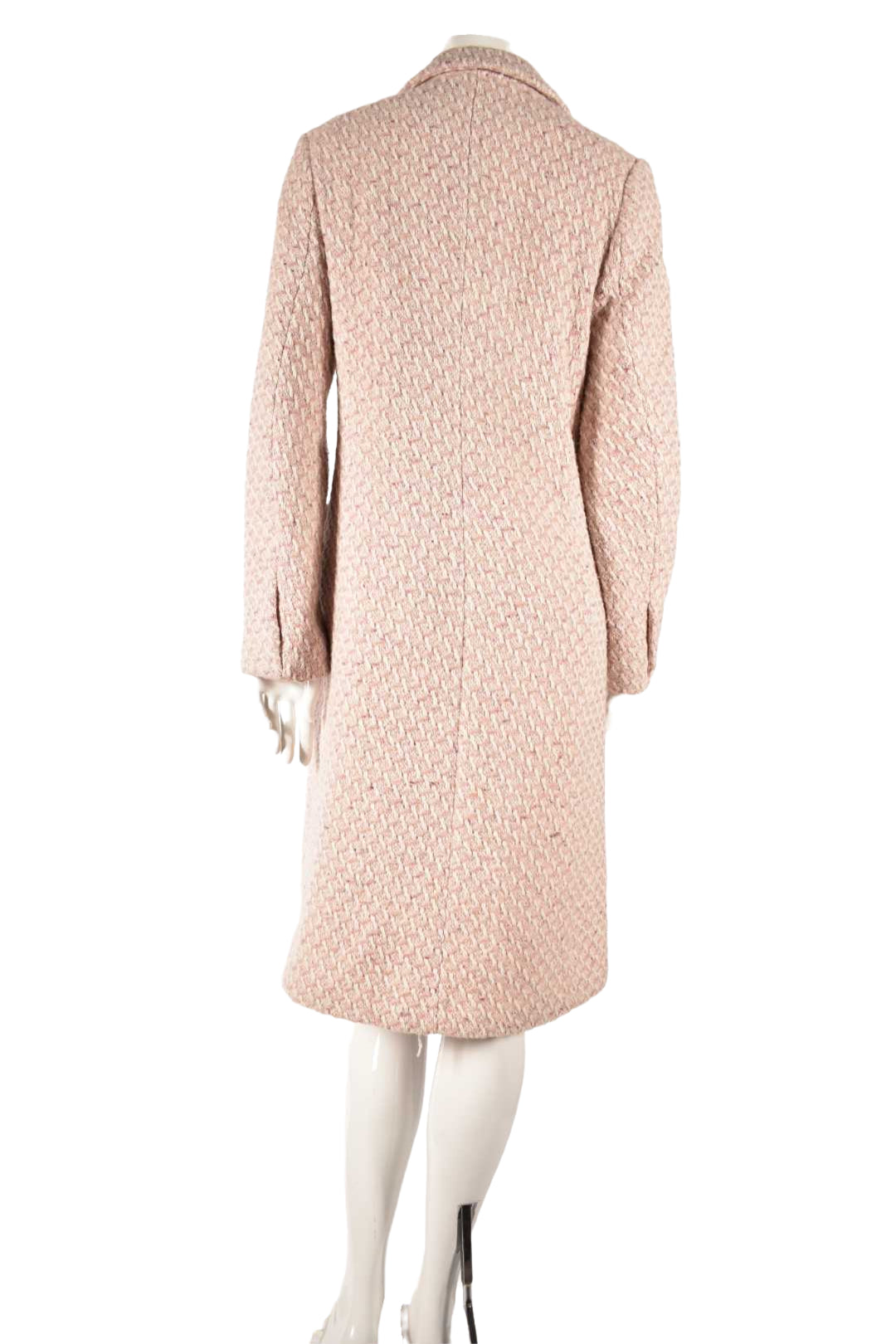 1970s CECIL GEE Pink White Mod Check Tweed Wool Boucle Overcoat Medium Canada