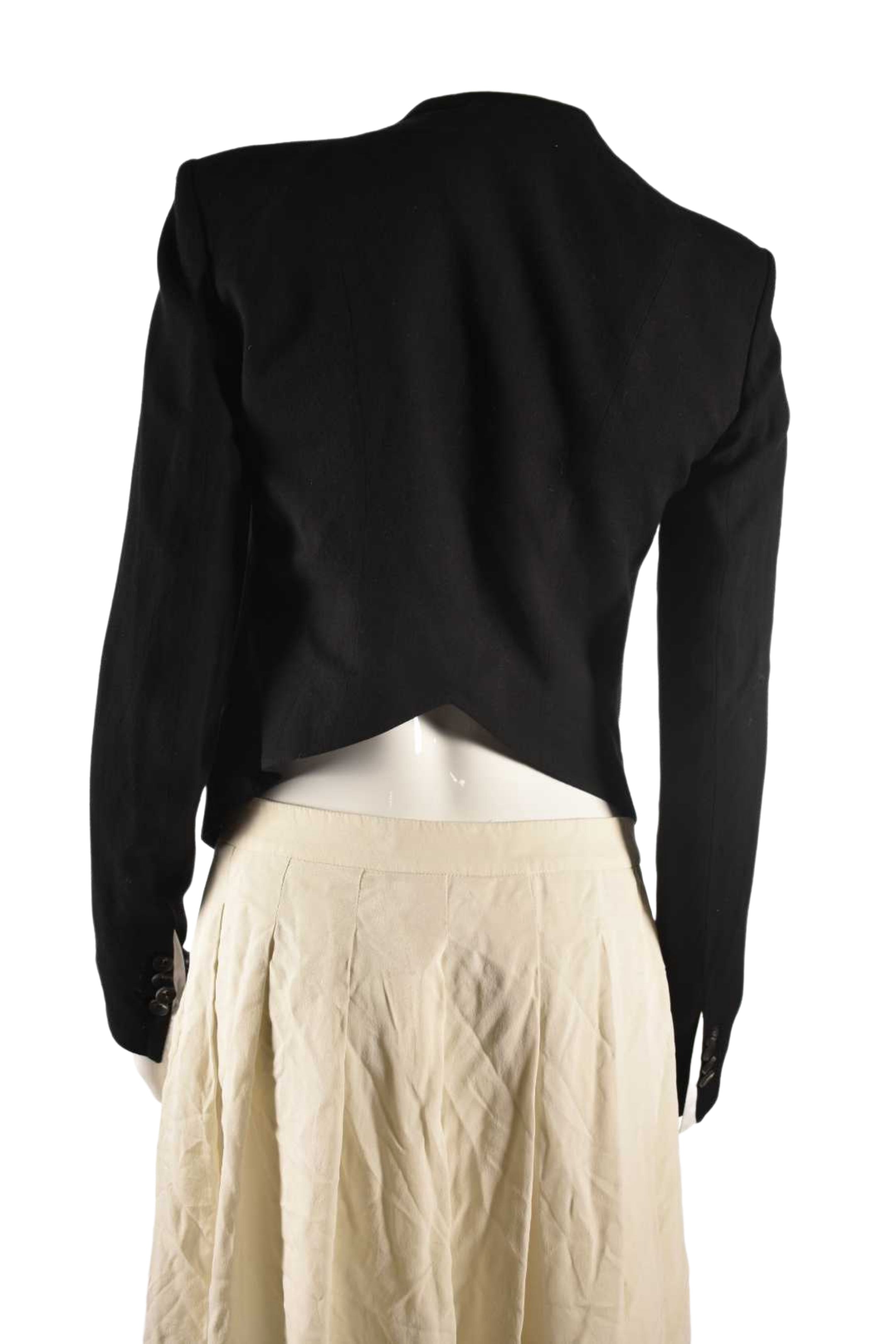 HELMUT LANG Black Viscose Cropped Wrap Blazer 2US