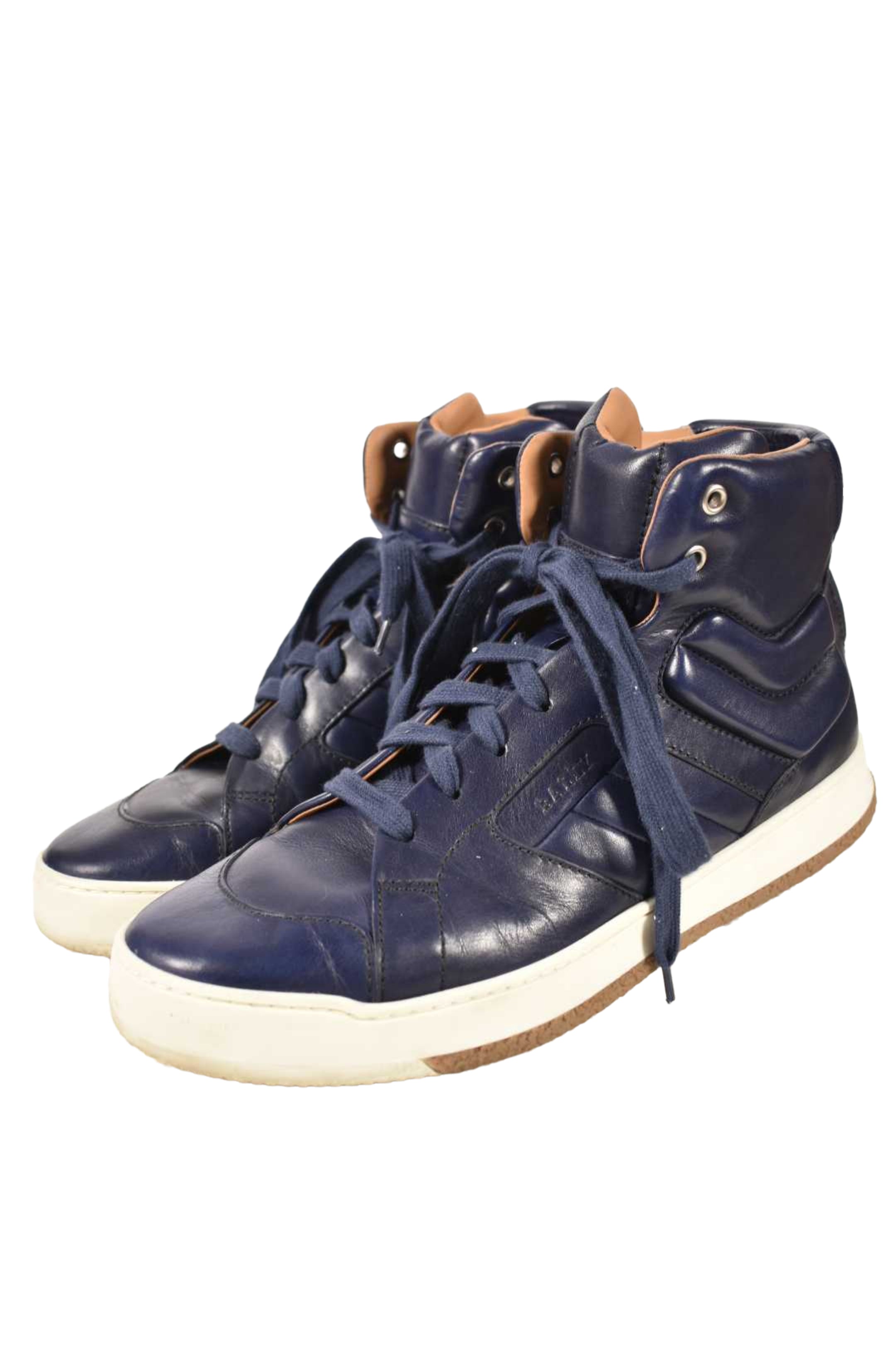 BALLY Navy Blue Leather Odar Padded High Top Sneaker 9D