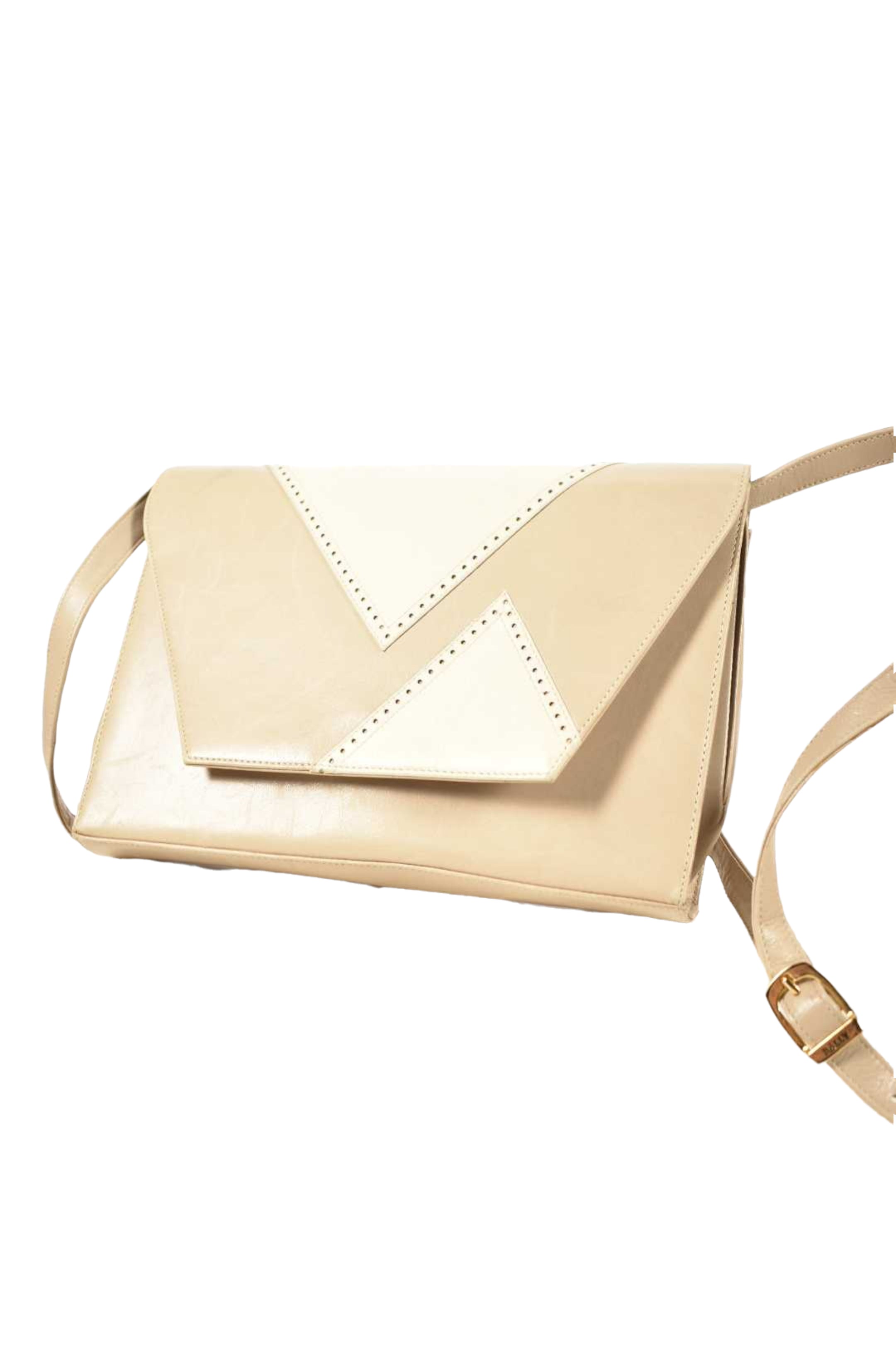 1980s BALLY White Cream Calfskin Leather Envelope Flap Shoulder Bag