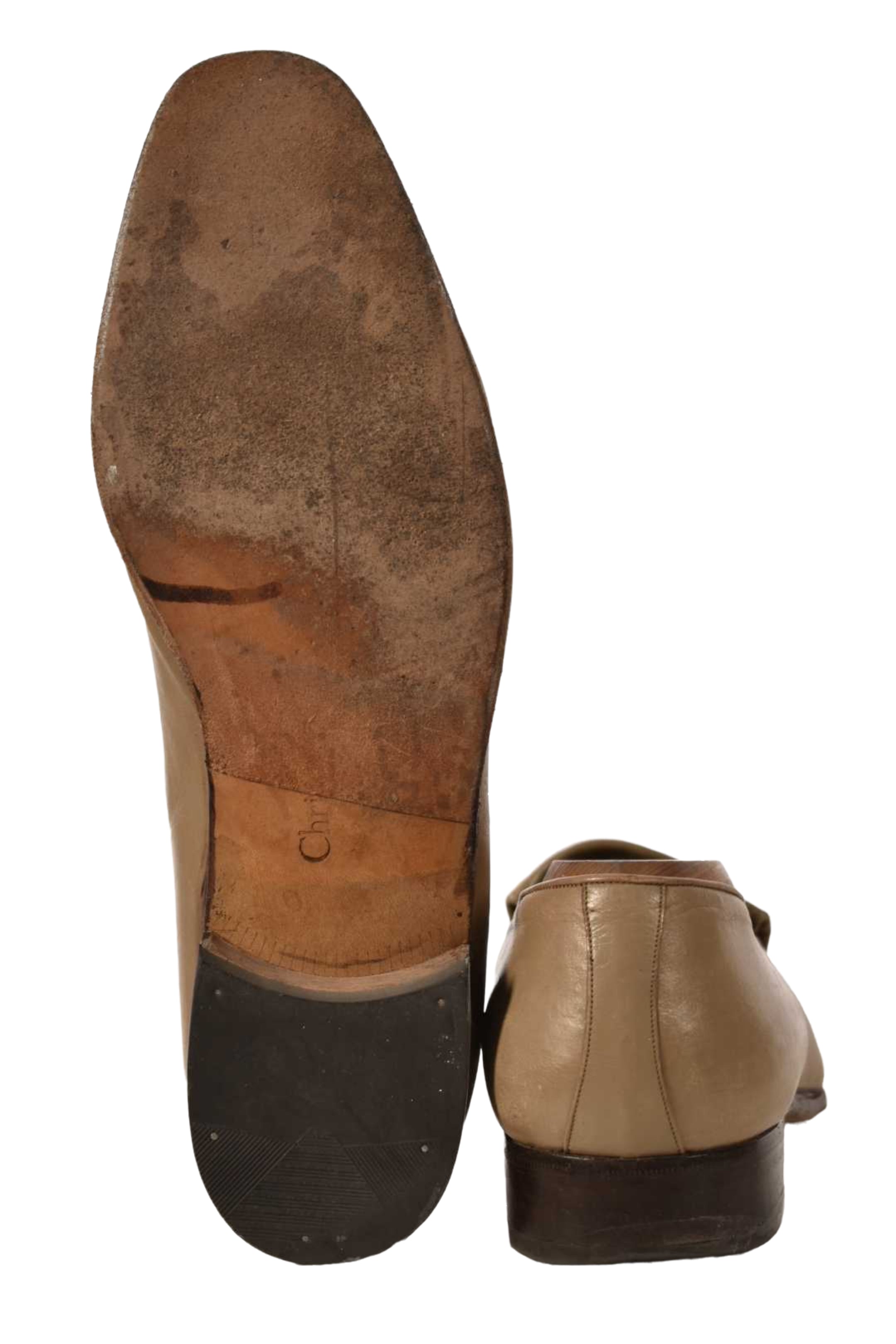 1970s CHRISTIAN DIOR Beige Calfskin Leather Tassel Almond Toe Loafers 9US Italy
