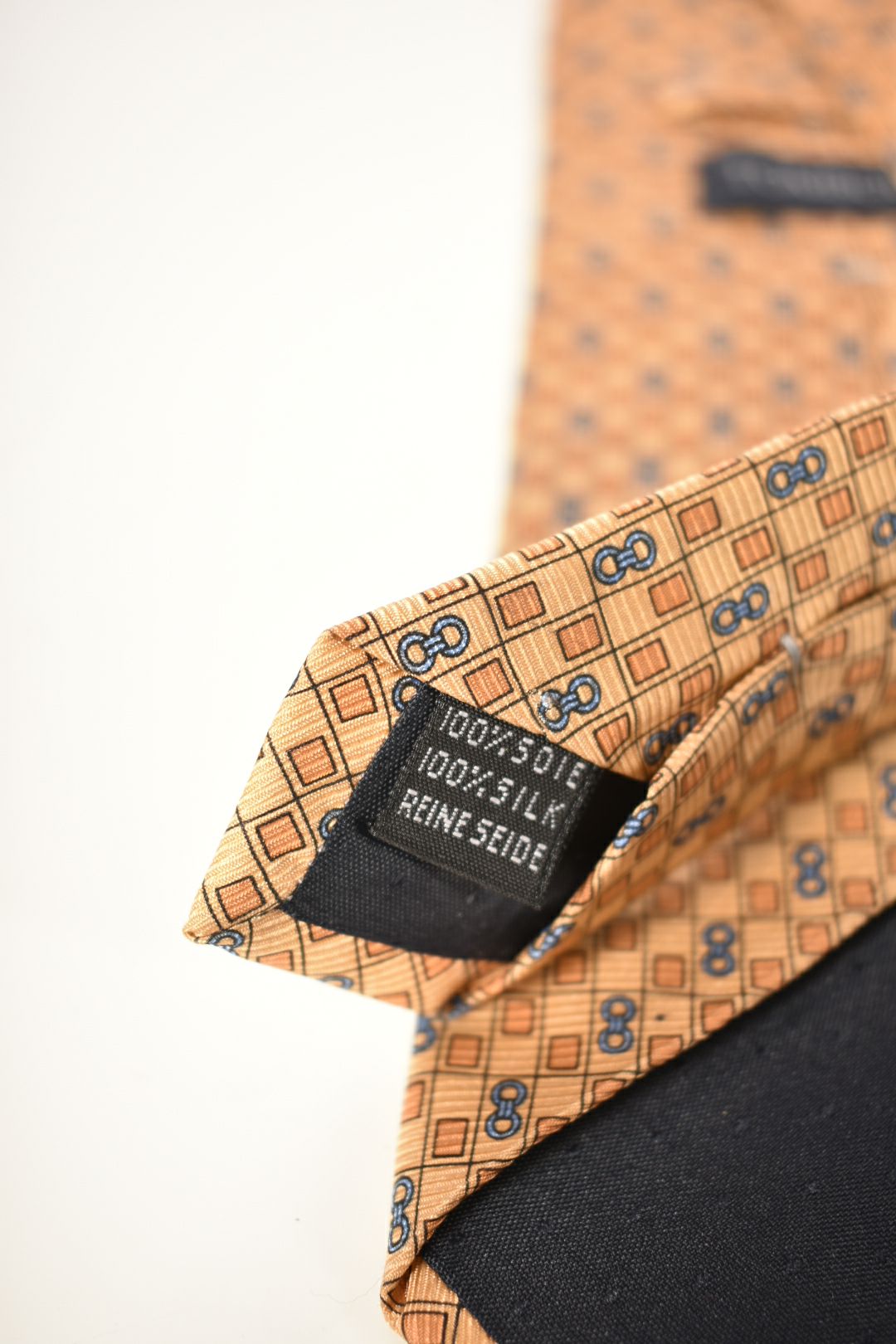 Tombolini Yellow & Blue Chain Motif Silk Tie Italy
