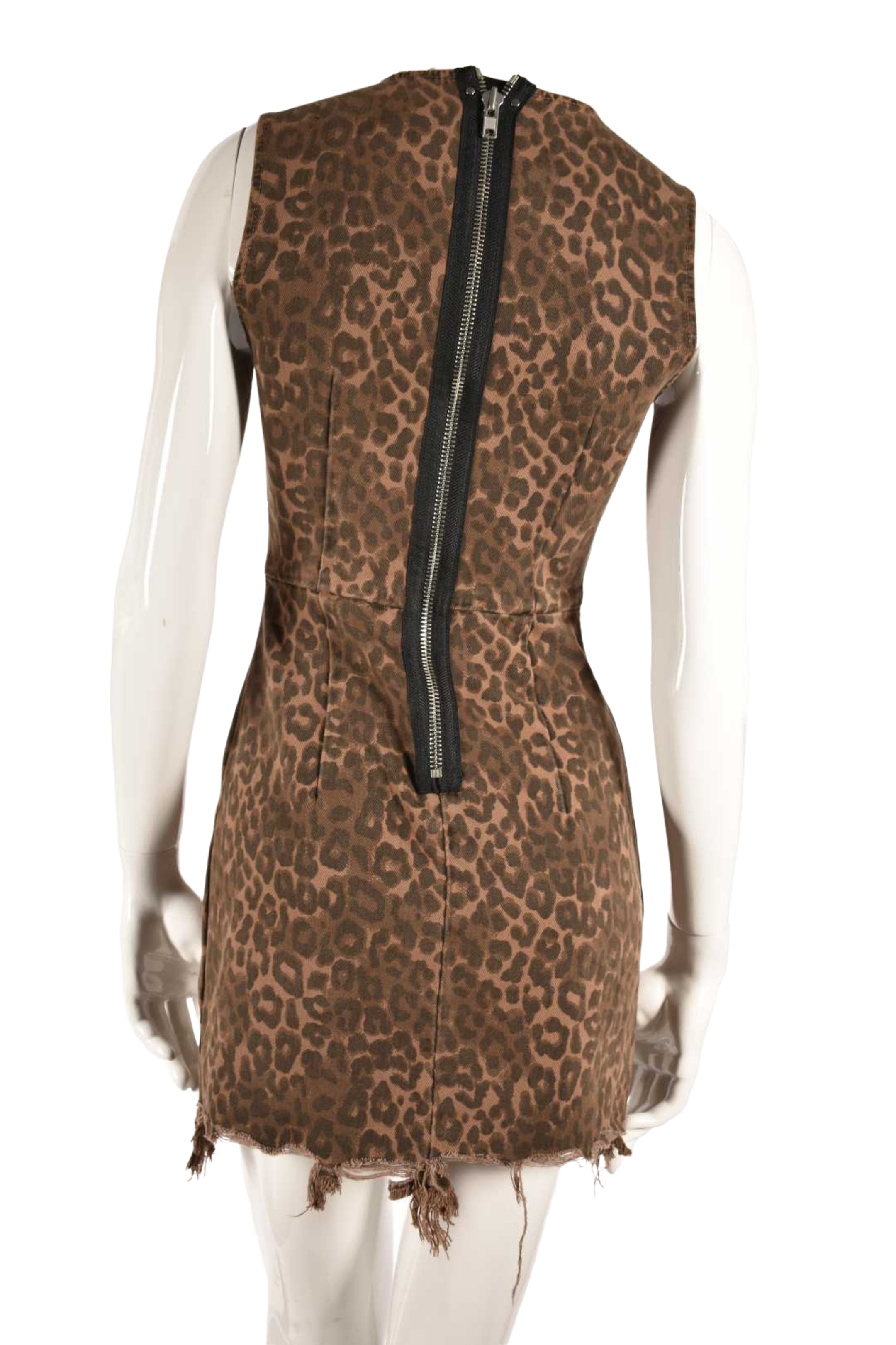 DENIM x ALEXANDER WANG Leopard Print Mini Dress 0US XSmall