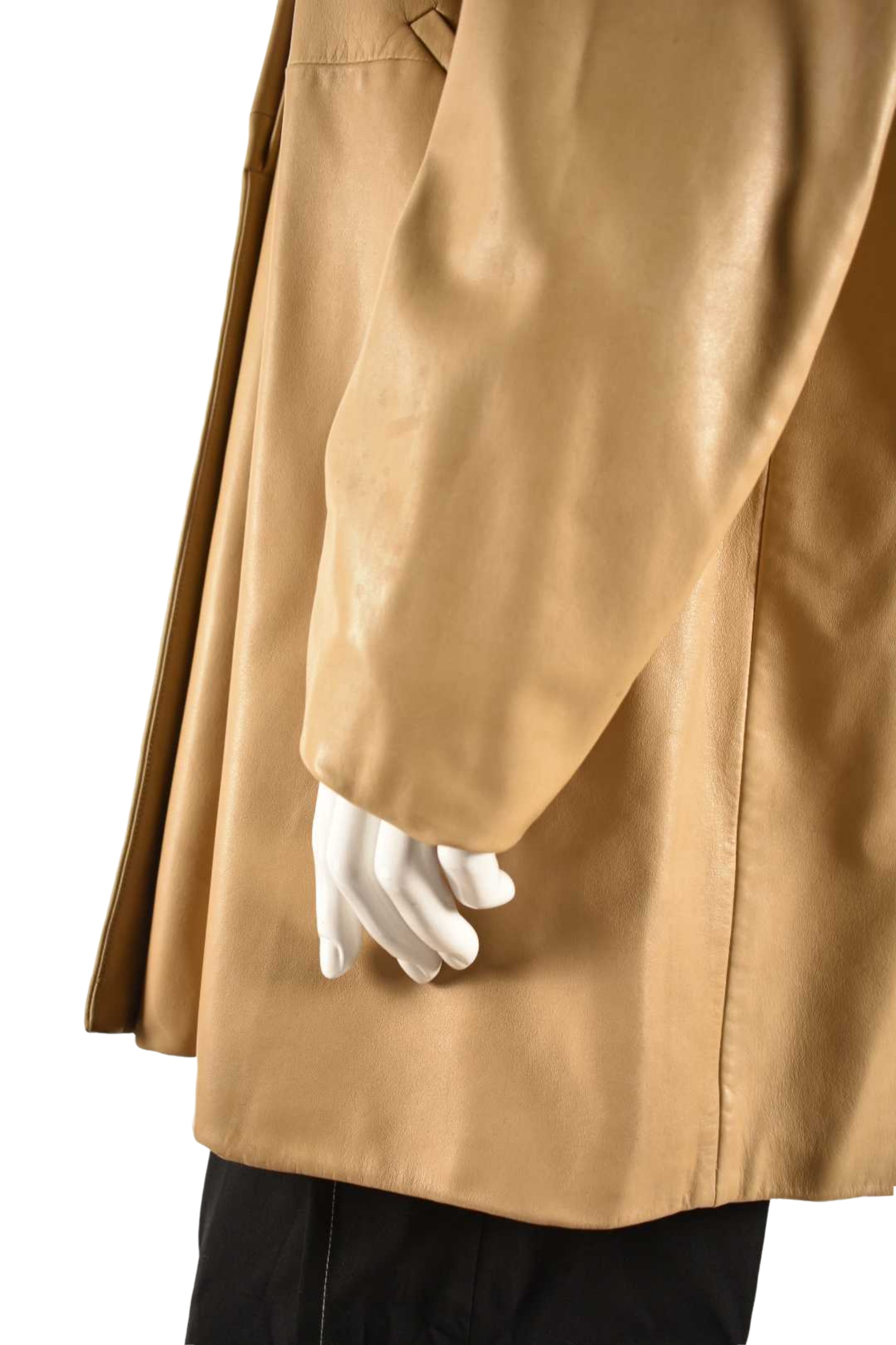 2000s JIL SANDER Beige Tan Lambskin Leather 3/4 Jacket 44EU Large