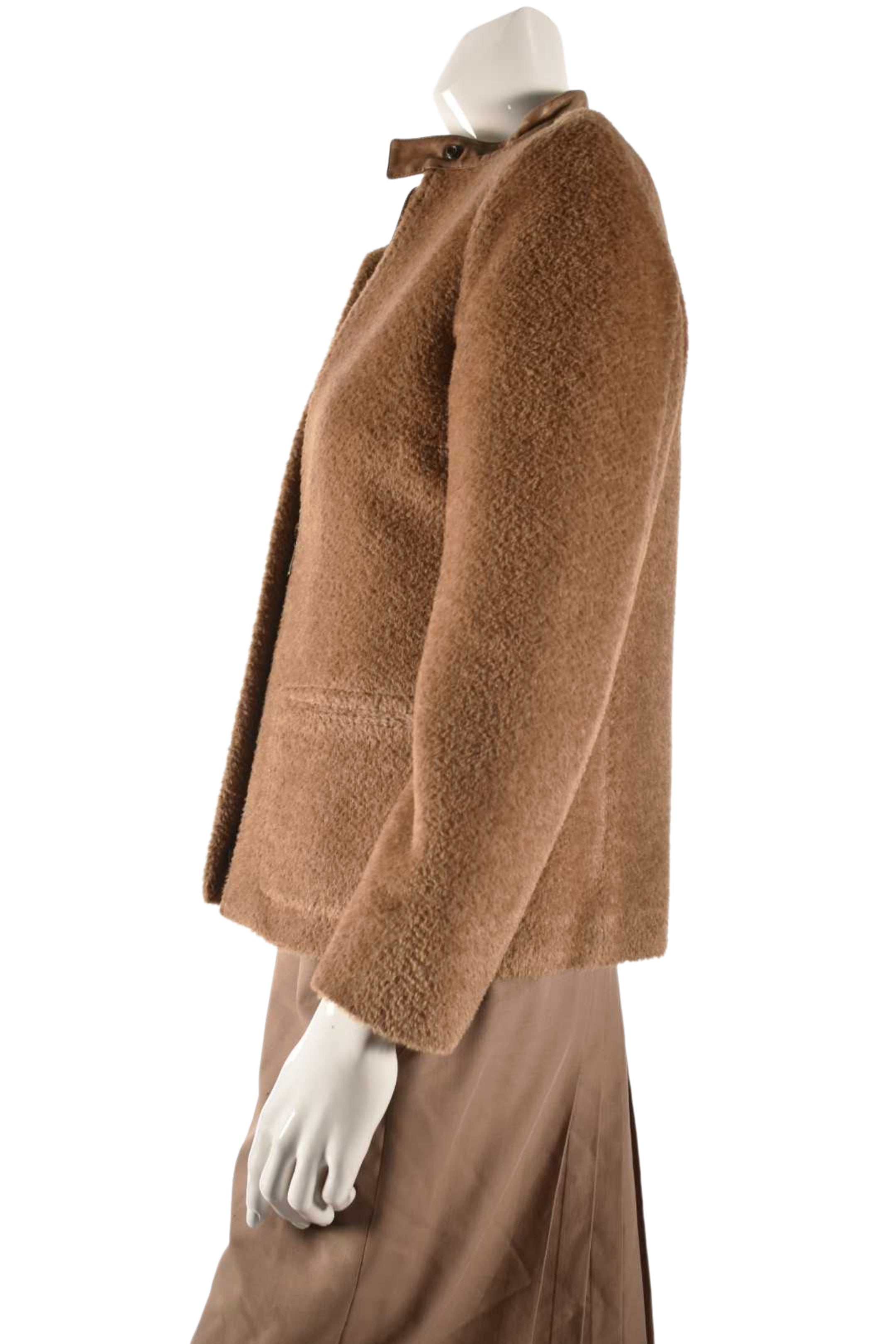 TOMBOLINI Brown Wool Alpaca Shaggy Jacket 42EU Medium
