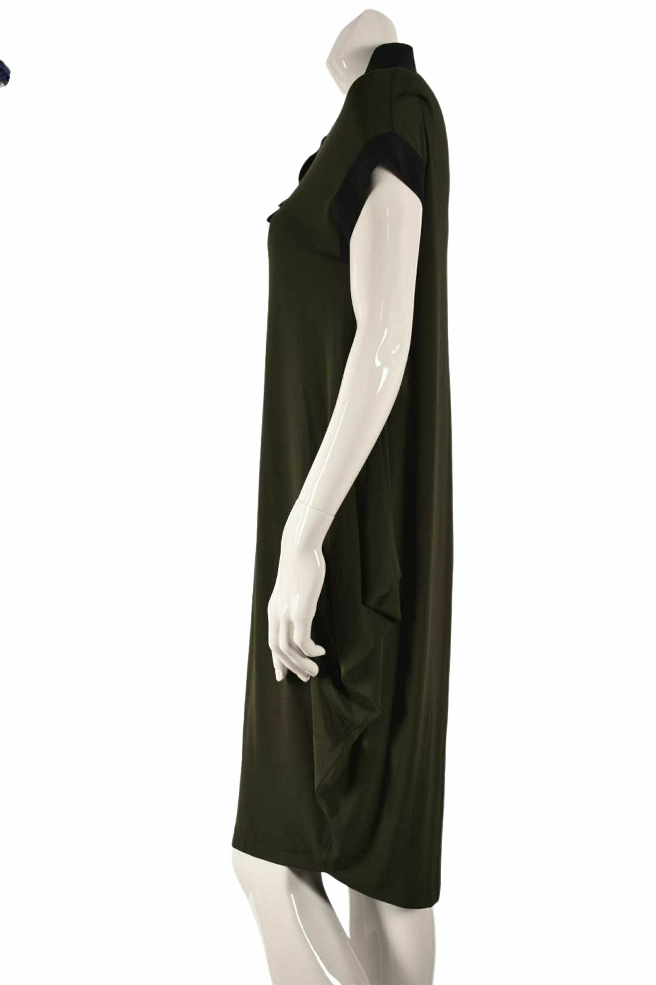 MARIE SAINT PIERRE Green Asymmetrical Tunic Stretch Dress Medium Canada