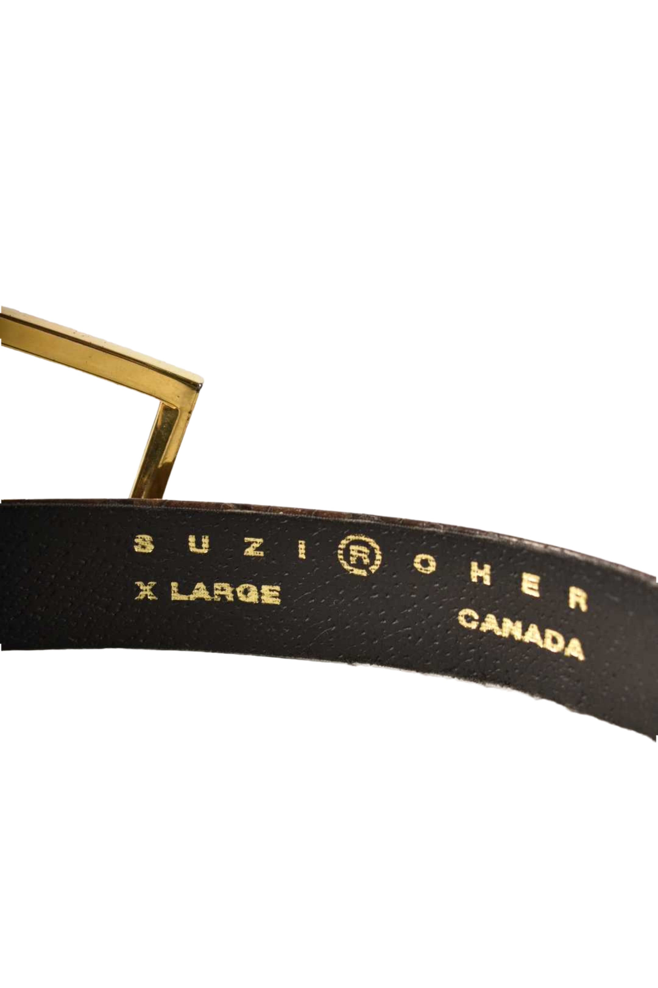 2000s SUZI ROHER Brown Polished Alligator Leather Belt Large