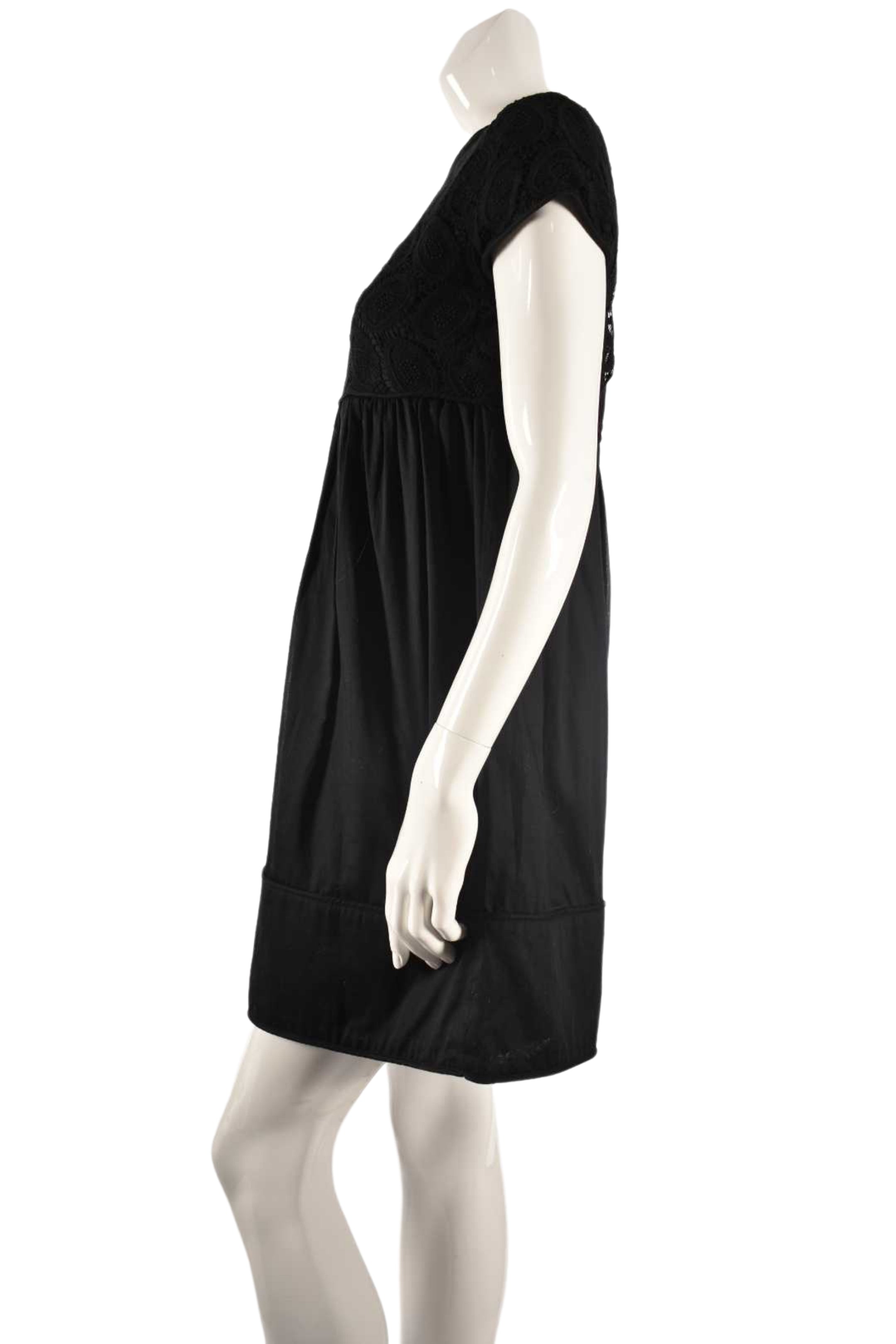 2000s BURBERRY Black Floral Lace Cotton Coquette Dress 6US