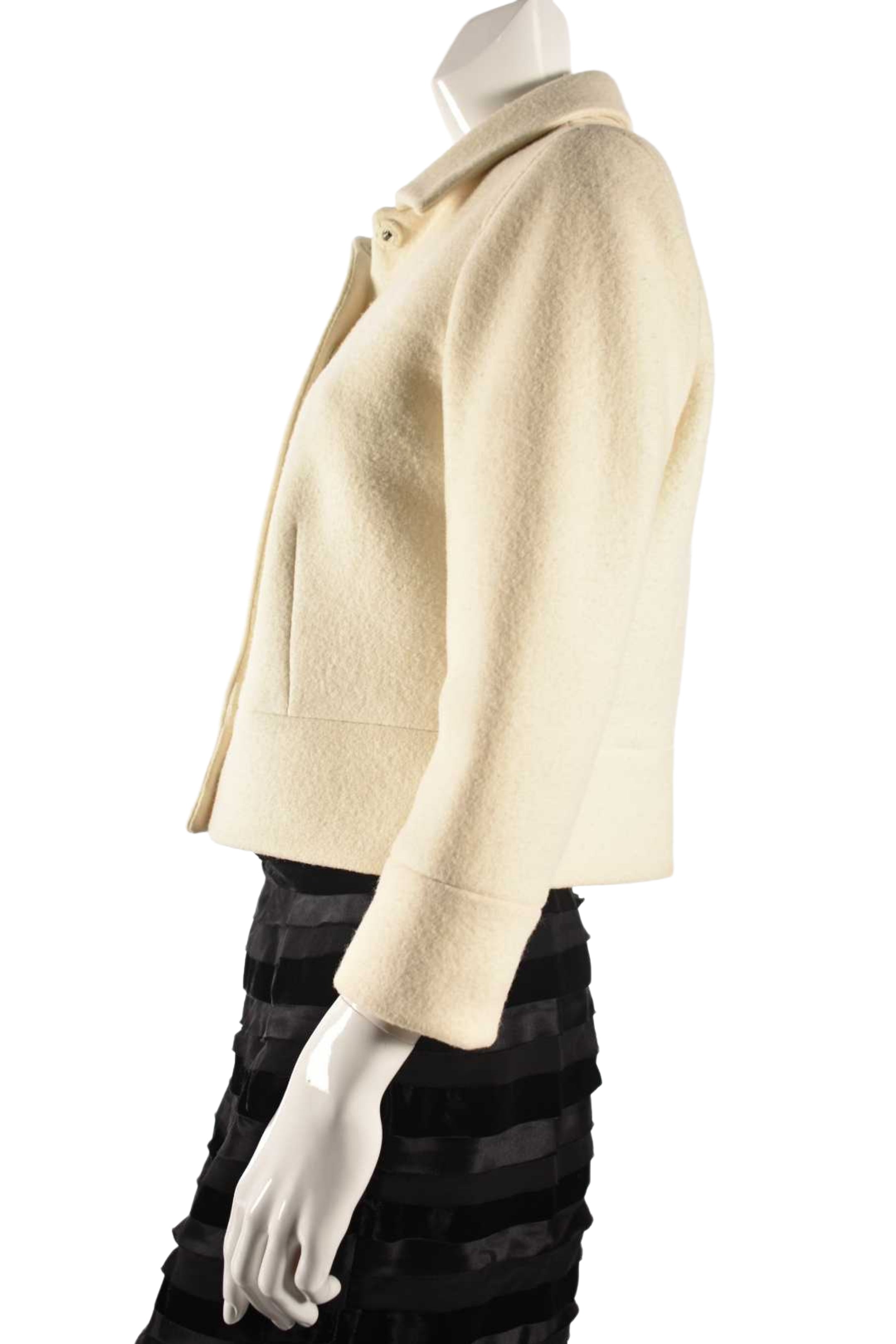 CLUB MONACO Ecru Cream Boiled Wool Cropped Jacket Large