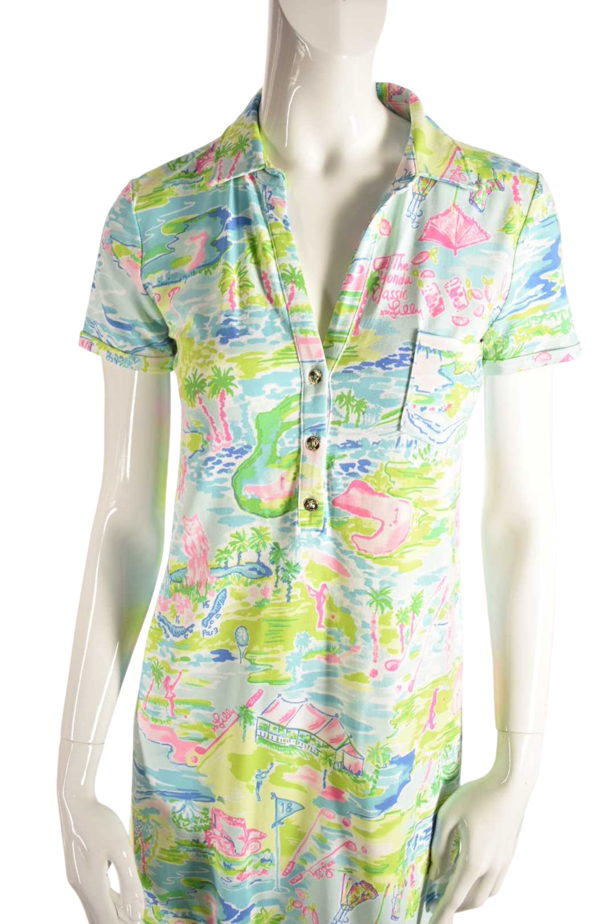 LILY PULITZER Multicolour Honda Classic Golf Tech Shirt Dress Small