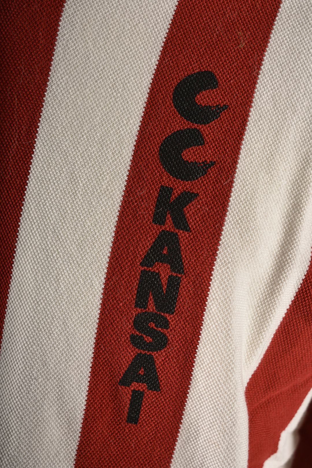 2000s CC KANSAI YAMAMOTO Red White Stripe Cotton Pique Football Polo Medium