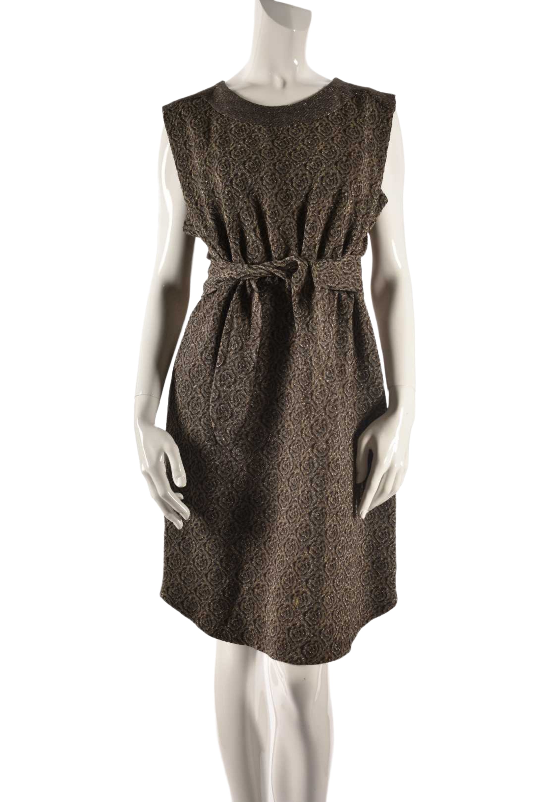2000s MARC BY MARC JACOBS Gold Wool Floral Jacquard Wrap Dress Medium