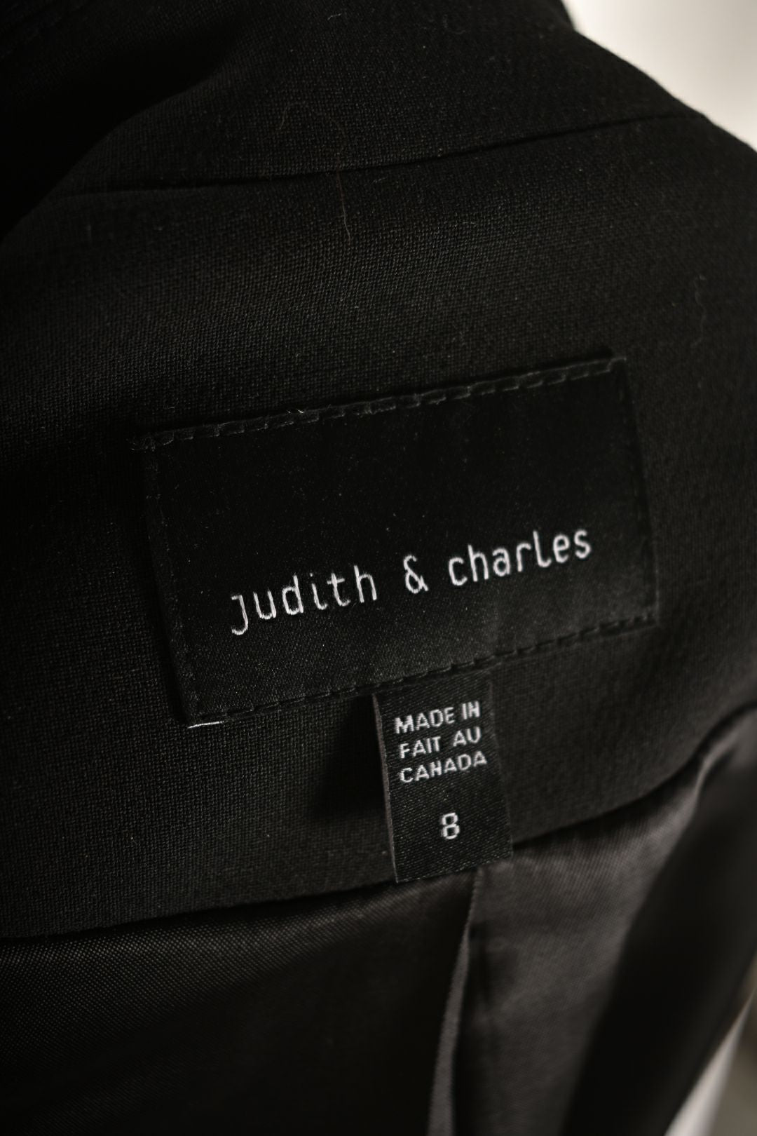 JUDITH & CHARLES Black Brown Wool Stretch Colourblock Jacket 8US