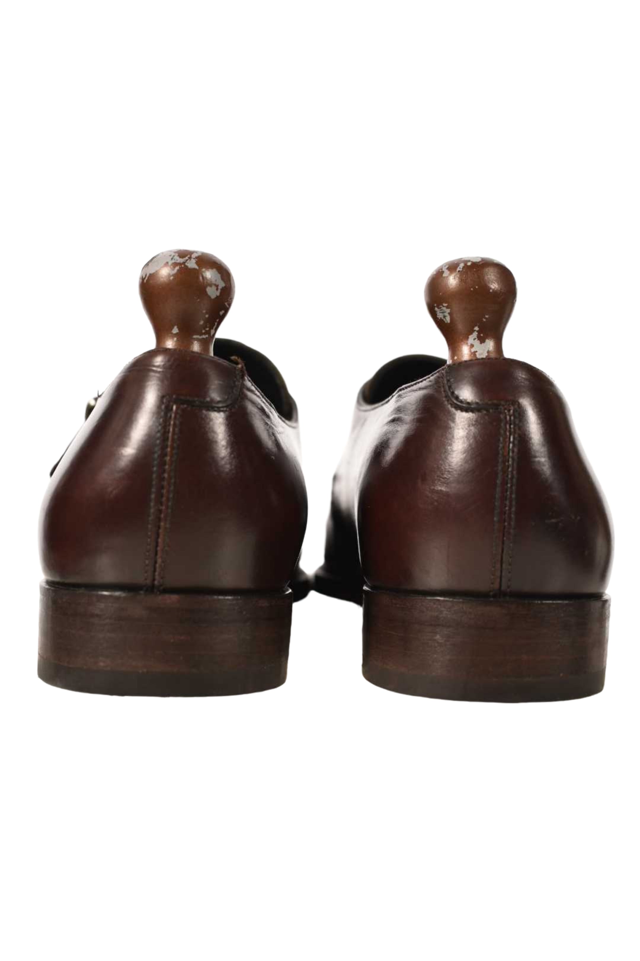 SALVATORE FERRAGAMO Brown Leather Single Monkstrap Oxford Dress Shoes 11EE Italy