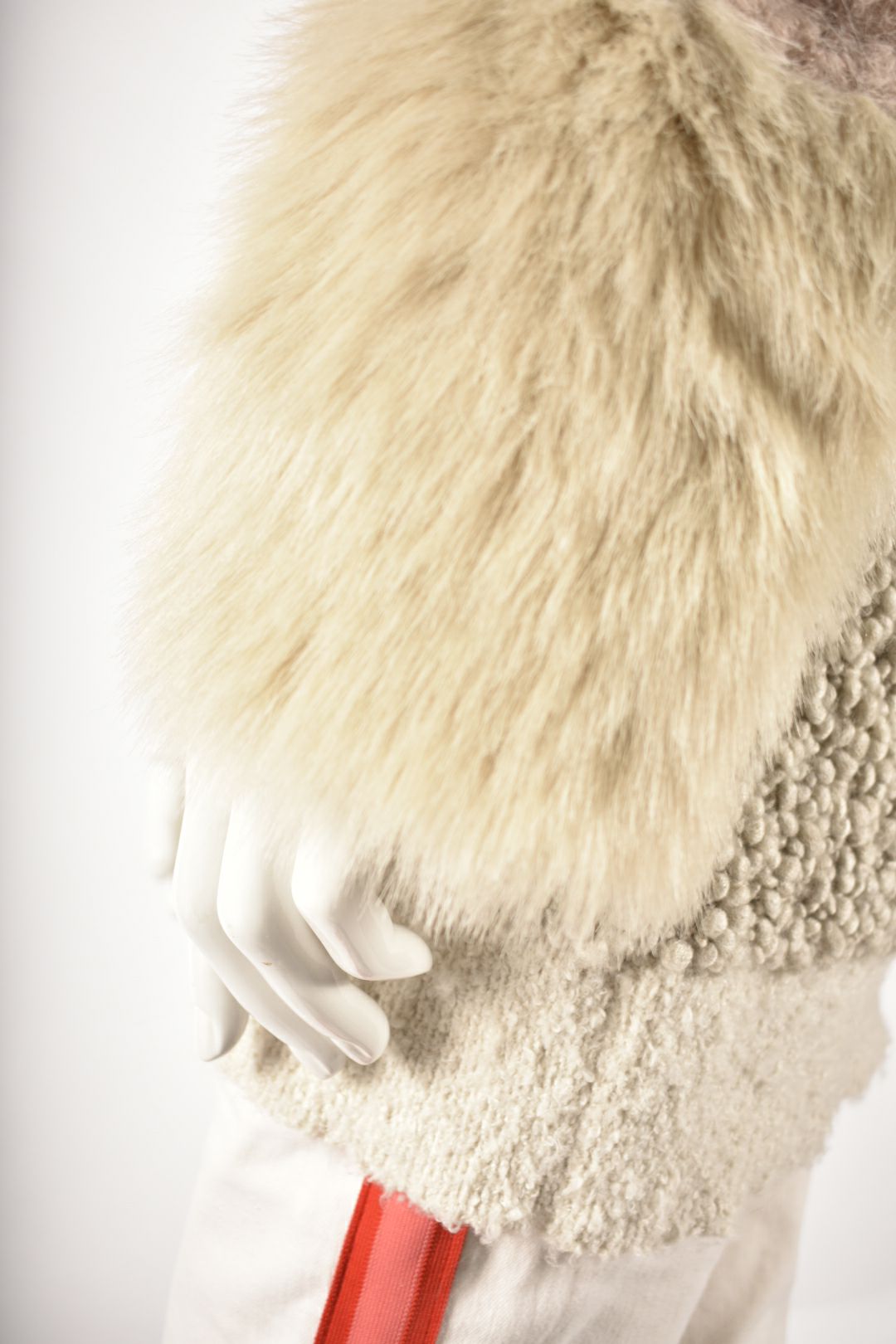 STELLA MCCARTNEY Beige Pink Faux Fur Patchwork Cardigan 38EU Small