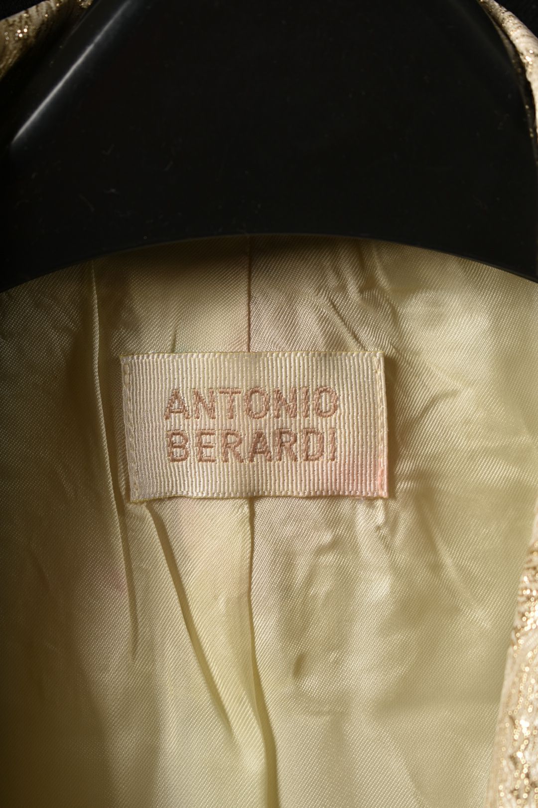 Luxe ANTONIO BERARDI Gold Ivory Sparkle Jacquard Foil Jacket 42EU 4US Italy