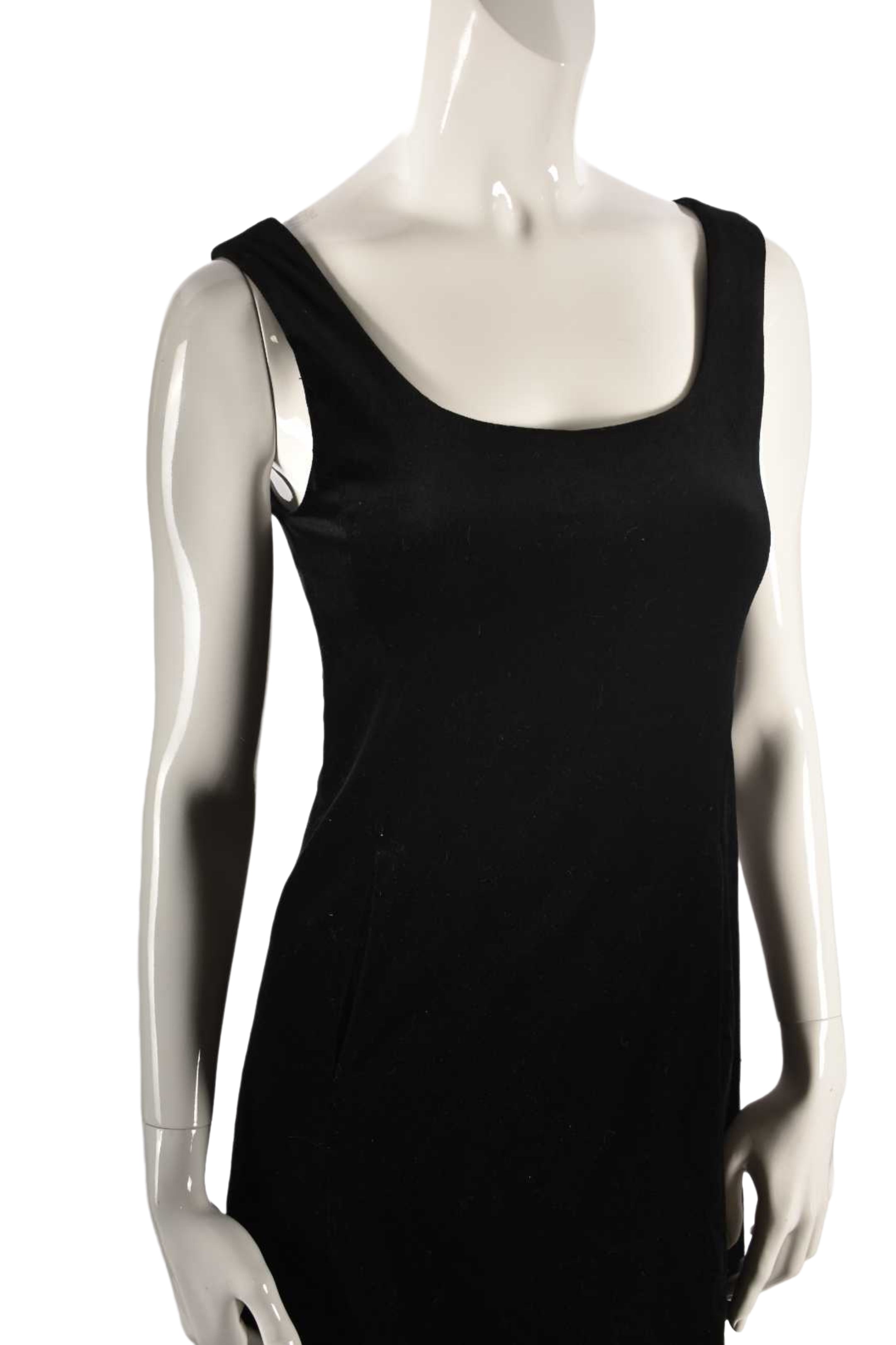 2000s THEORY Black Cotton Velvet Mini Dress 2US Small