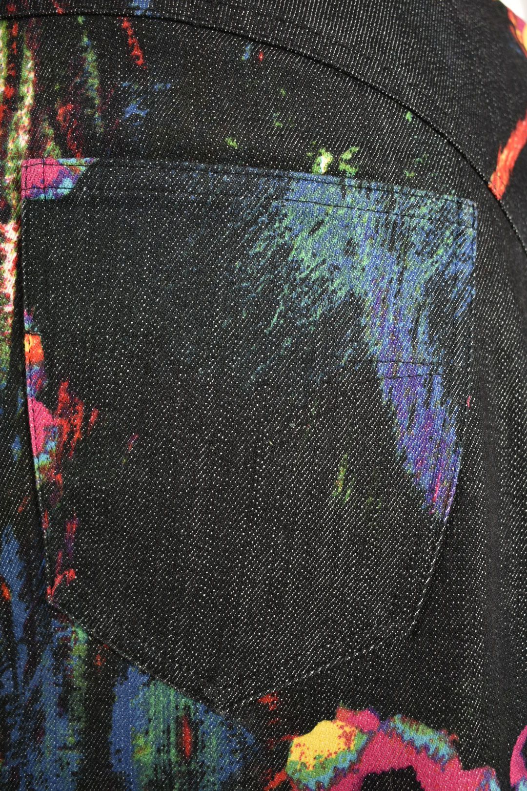 VERSACE JEANS COUTURE Navy Denim Multi Colour Floral Skirt