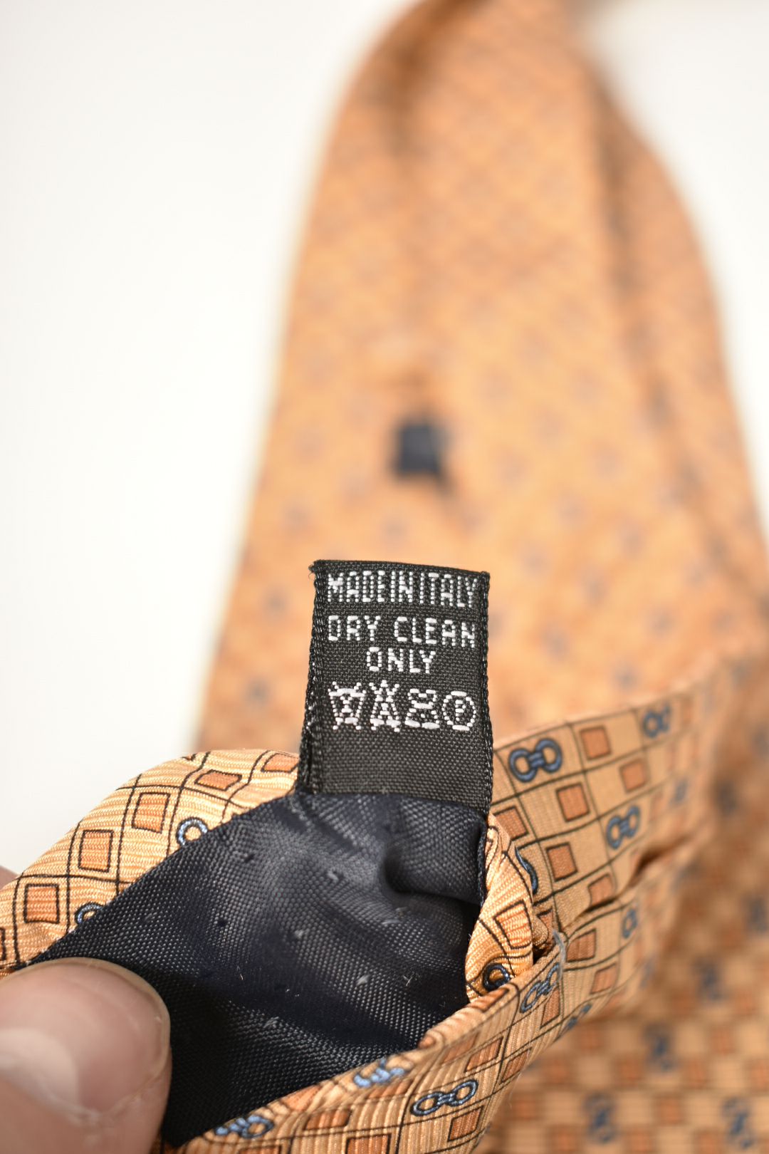 Tombolini Yellow & Blue Chain Motif Silk Tie Italy