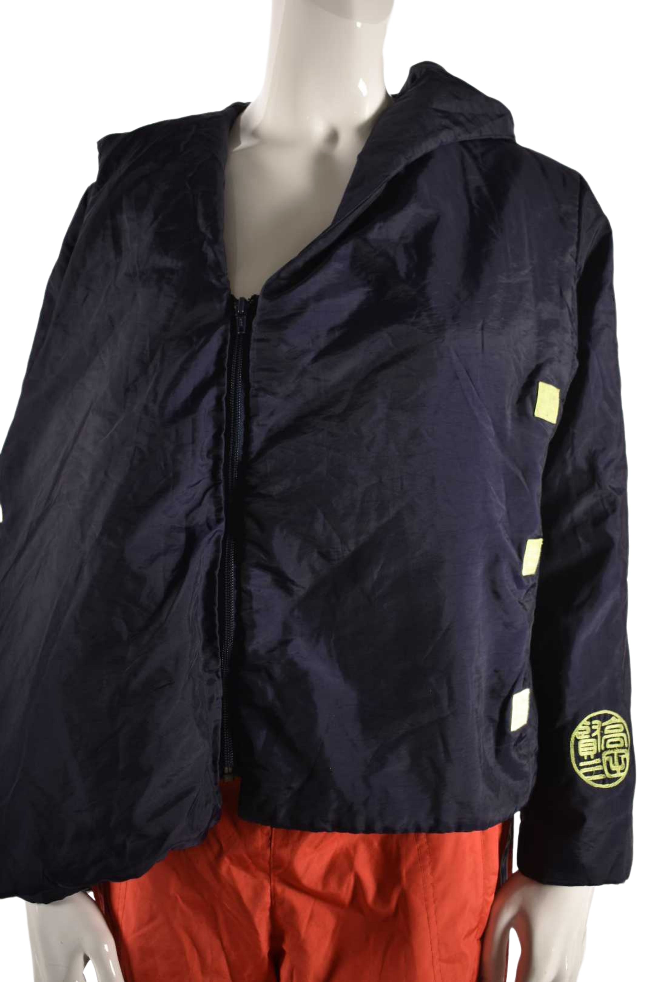 1990s KENZO JUNGLE Navy Nylon Crossbody Anorak Jacket Small
