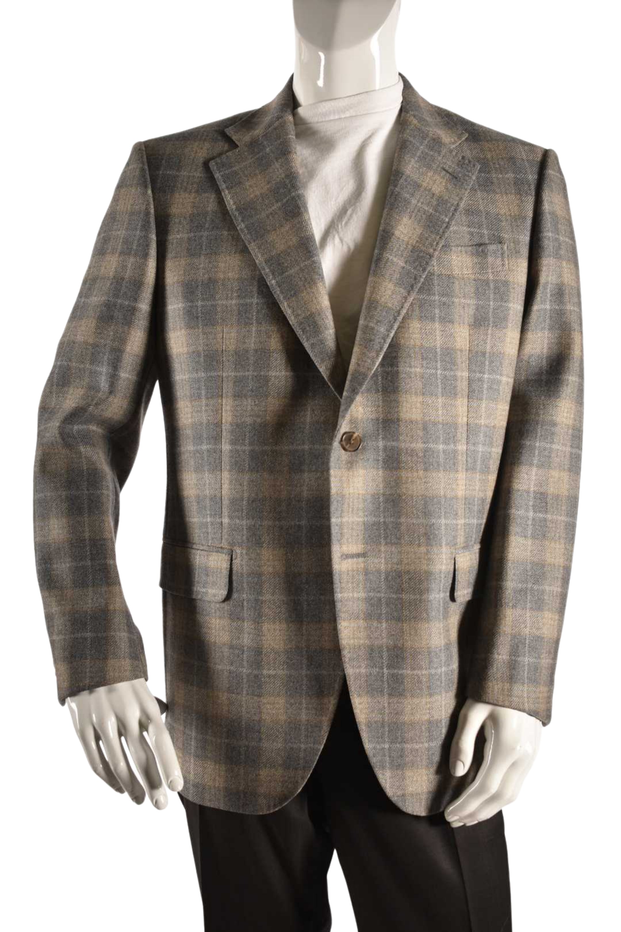 TOMBOLINI Grey Tan Windowpane Check Wool Blazer 52EU 42R Italy