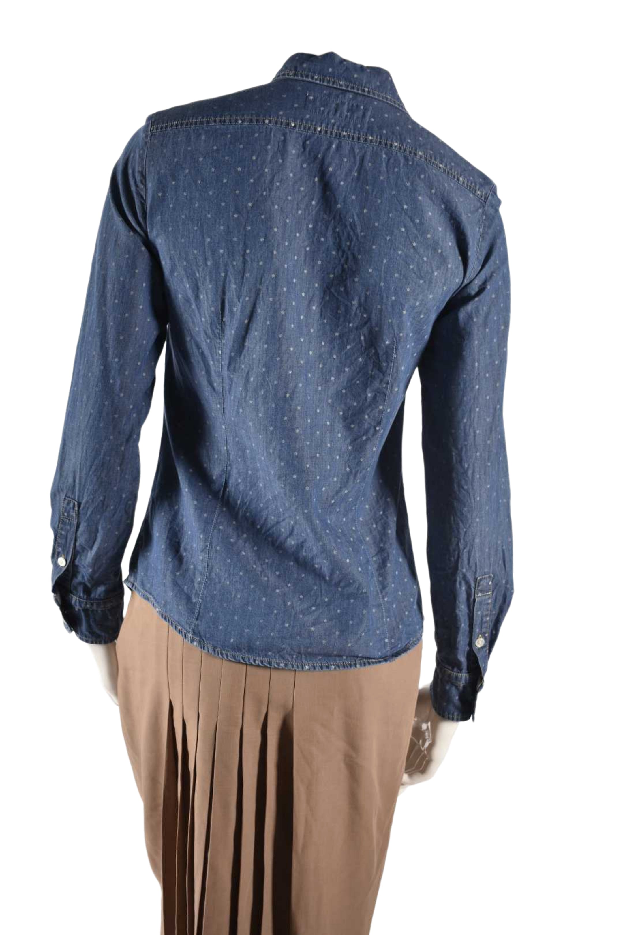 WEEKEND MAX MARA Blue Chambray Star Print Blouse Small