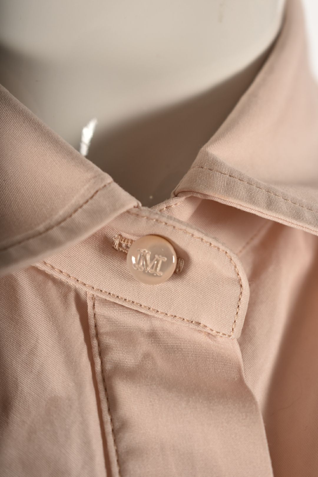 MAX MARA Pink Blush Cotton Stretch Ribbon Blouse Medium