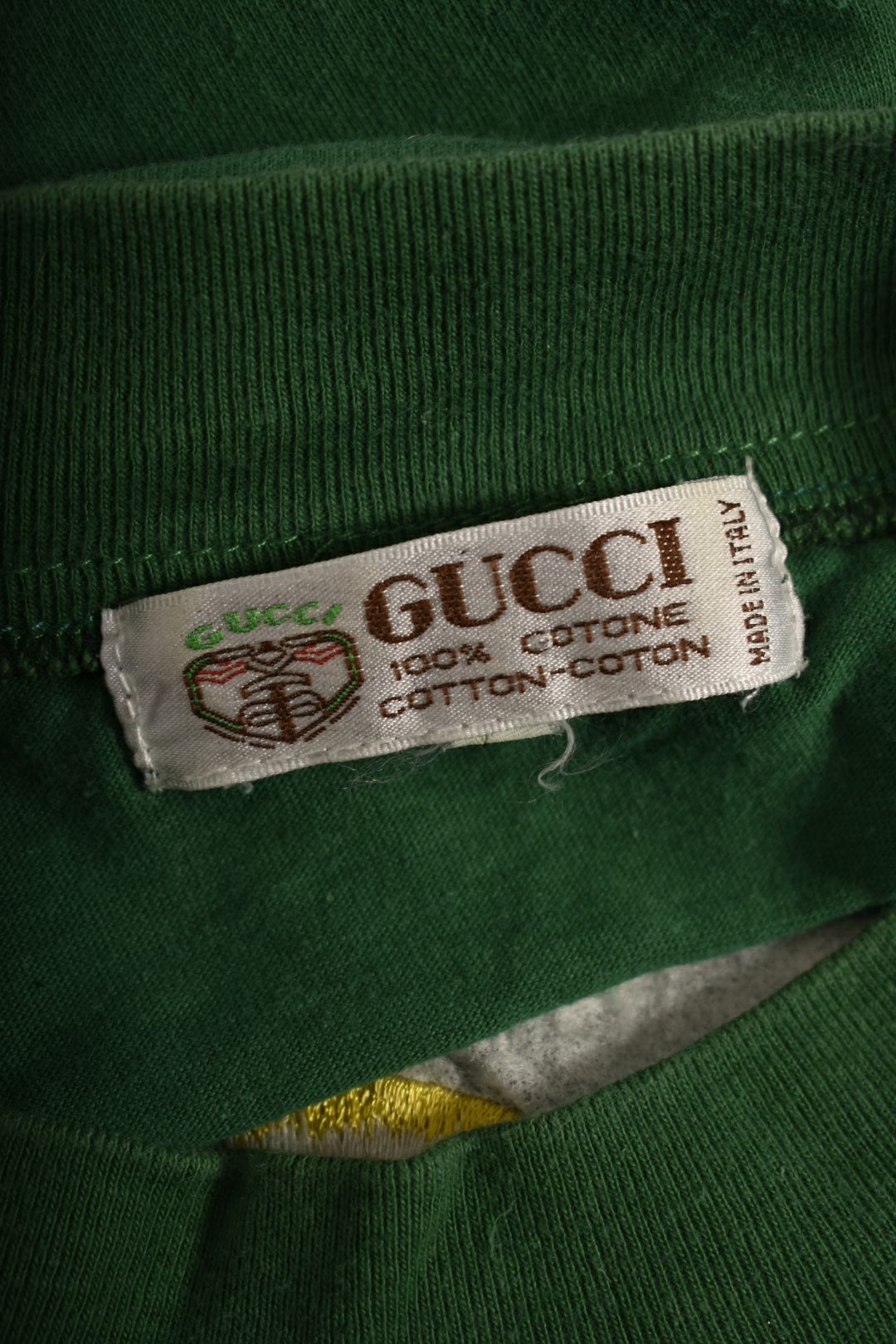 1990s Bootleg Gucci Rainbow Embroidered Logo Tee Medium