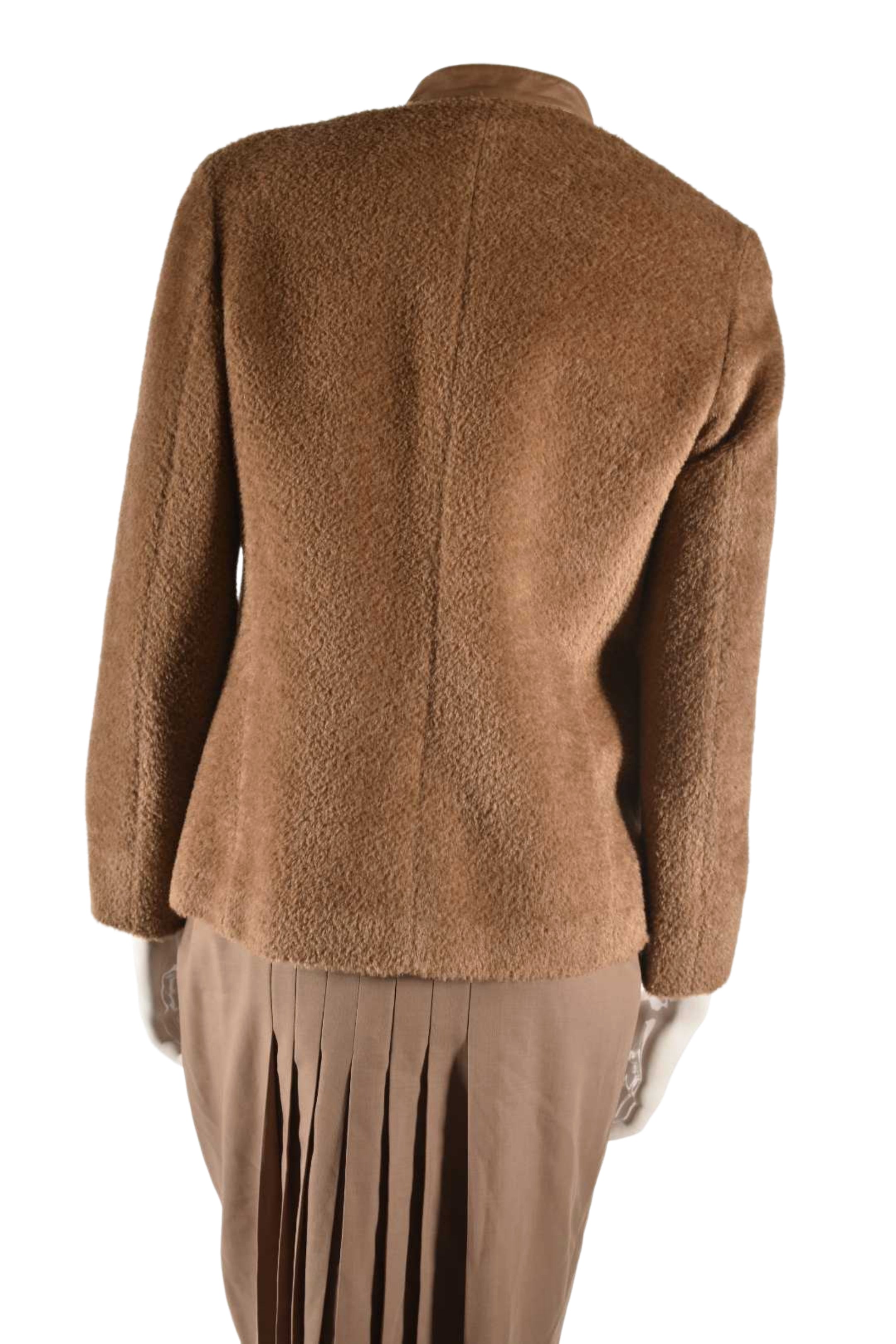 TOMBOLINI Brown Wool Alpaca Shaggy Jacket 42EU Medium