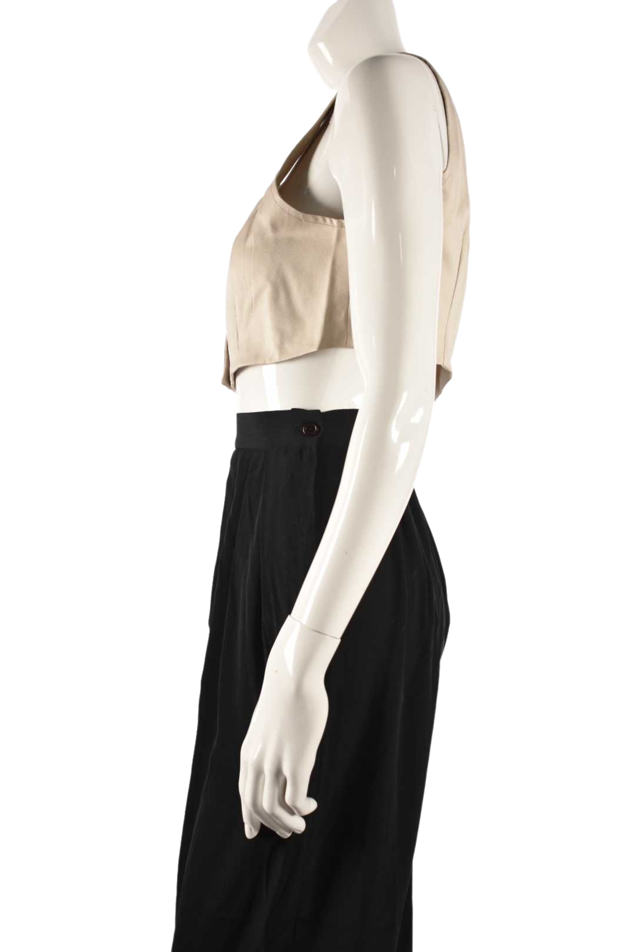 1990s JUNKO Beige 100% Silk Cropped Vest Small
