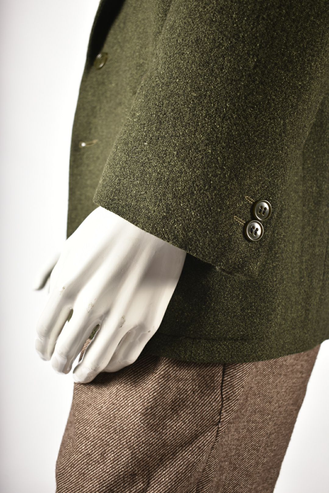 1990s GIORGIO ARMANI Green Wool Silk Herringbone Blazer 40R