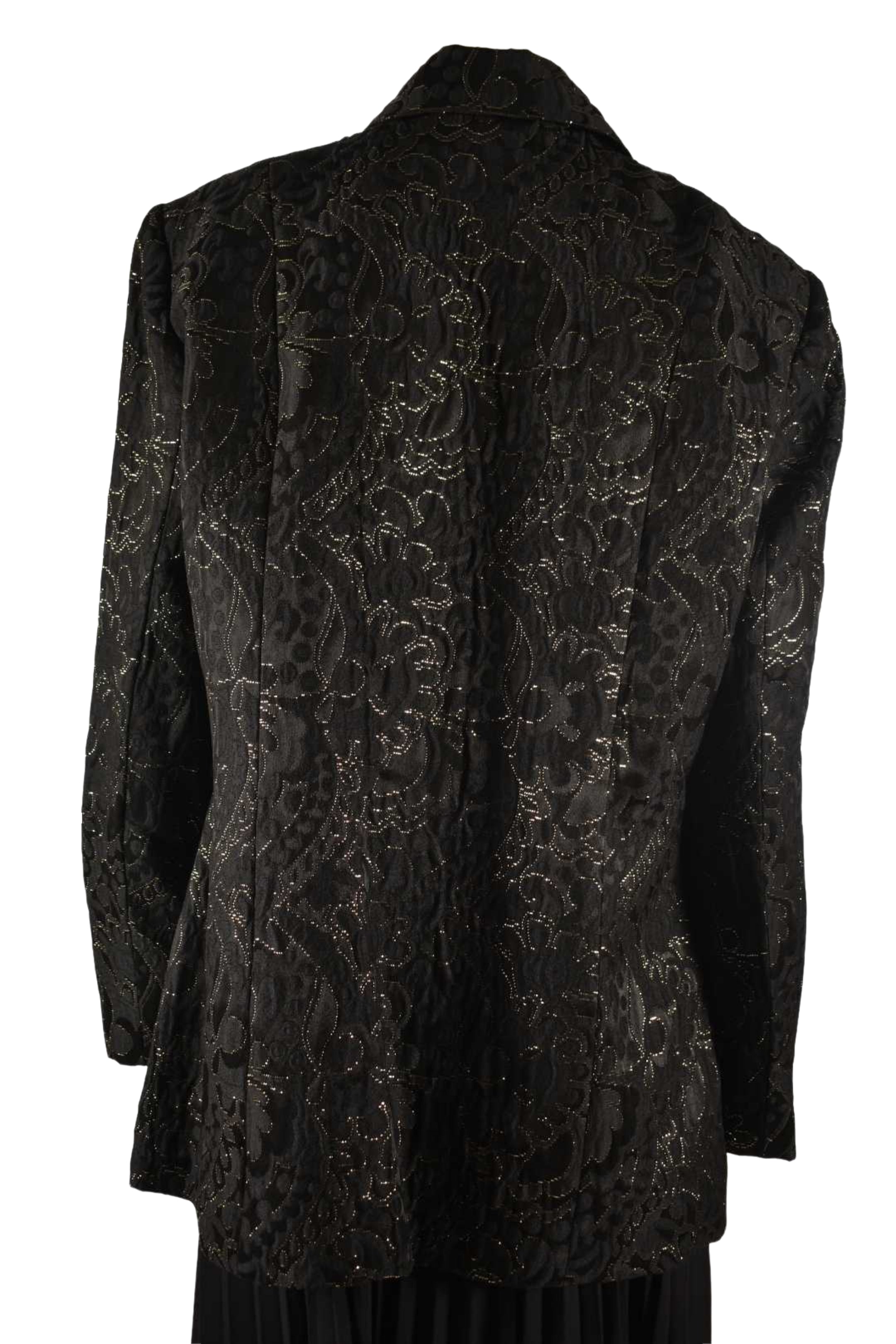 1980s PORTS INTERNATIONAL Black Gold Metallic Brocade Jacket 14US