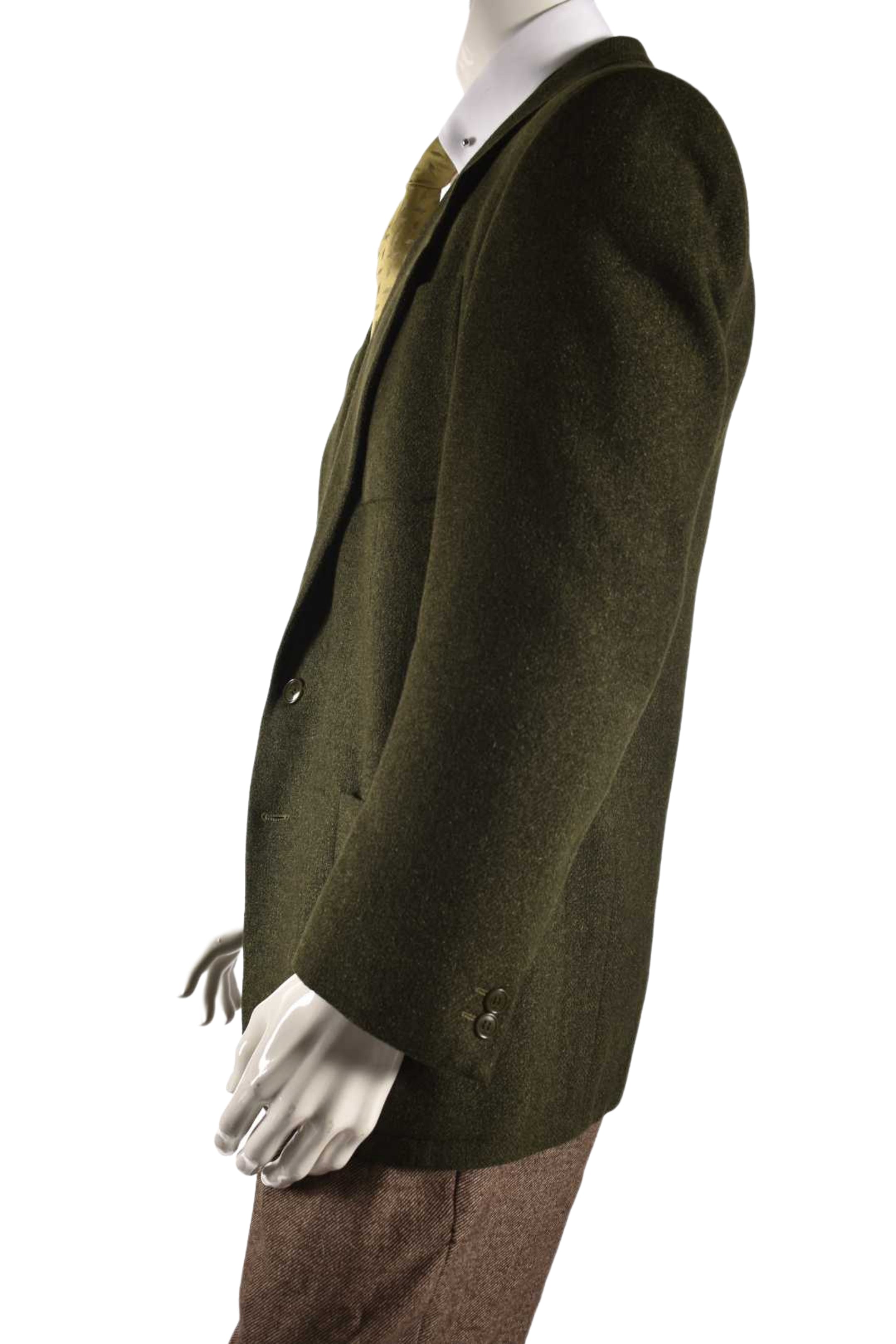 1990s GIORGIO ARMANI Green Wool Silk Herringbone Blazer 40R