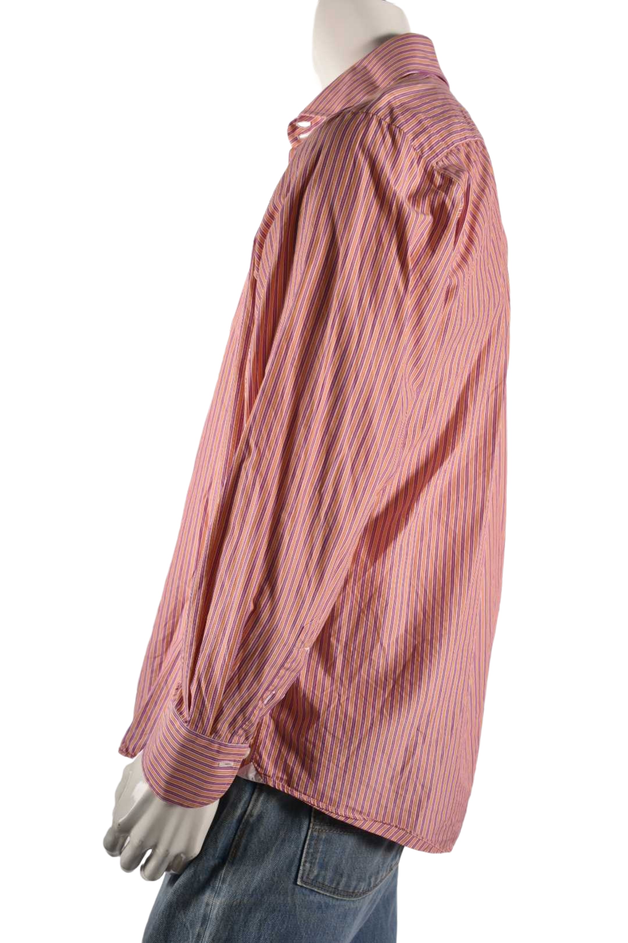 FRANCK NAMANI Orange Purple Stripe Cotton Dress Shirt 16/41 Large
